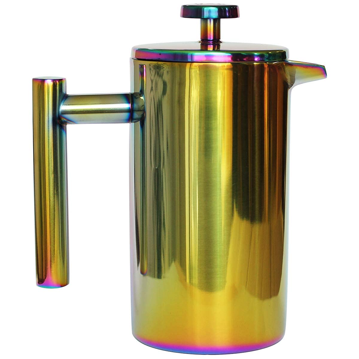 Stainless Steel French Press Coffee Maker - 12oz/350ml Small Double Walled for 1-2 Cups | Rainbow Design | Perfect for Home, Office & Travel | BPA-Free & Durable