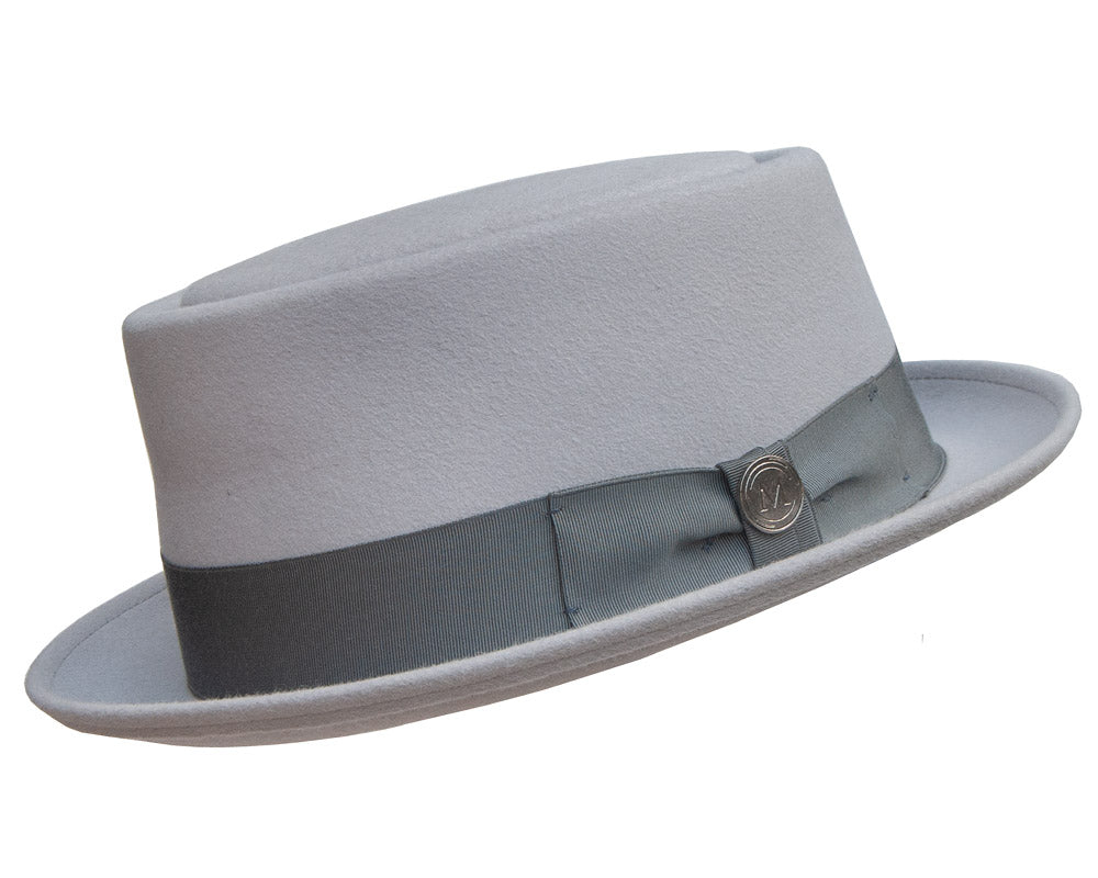Magill 'Toronto' Pork Pie Hat in Mist Grey - Stylish Wool Felt Fedora for Men & Women - Perfect for Weddings, Parties, and Vintage Fashion