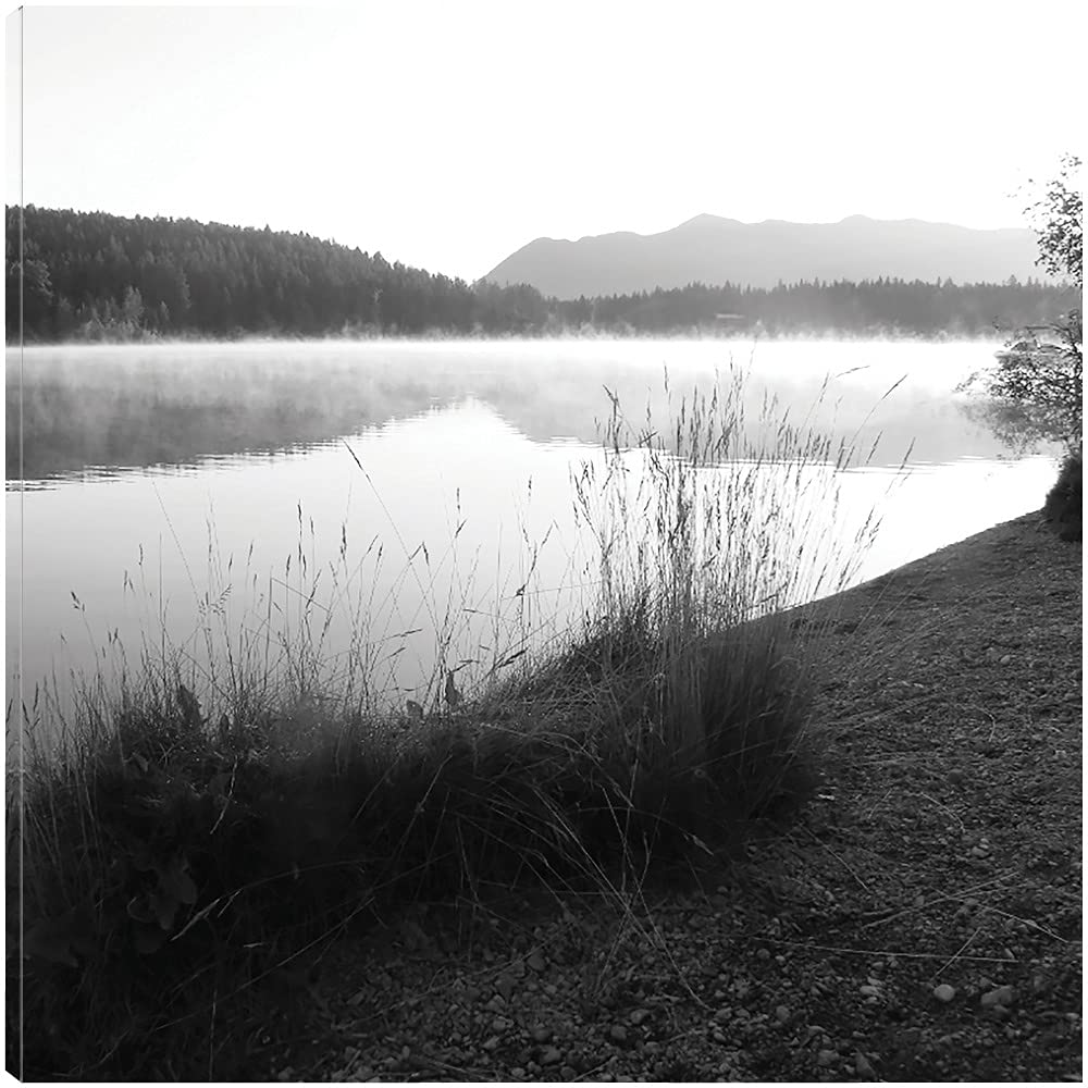 Misty Lake Fine Art Canvas Print by Carol Robinson - 22x22 Inch Ready to Hang Wall Decor for Living Room, Bedroom, Office & More - Perfect for Home, Office & Commercial Spaces
