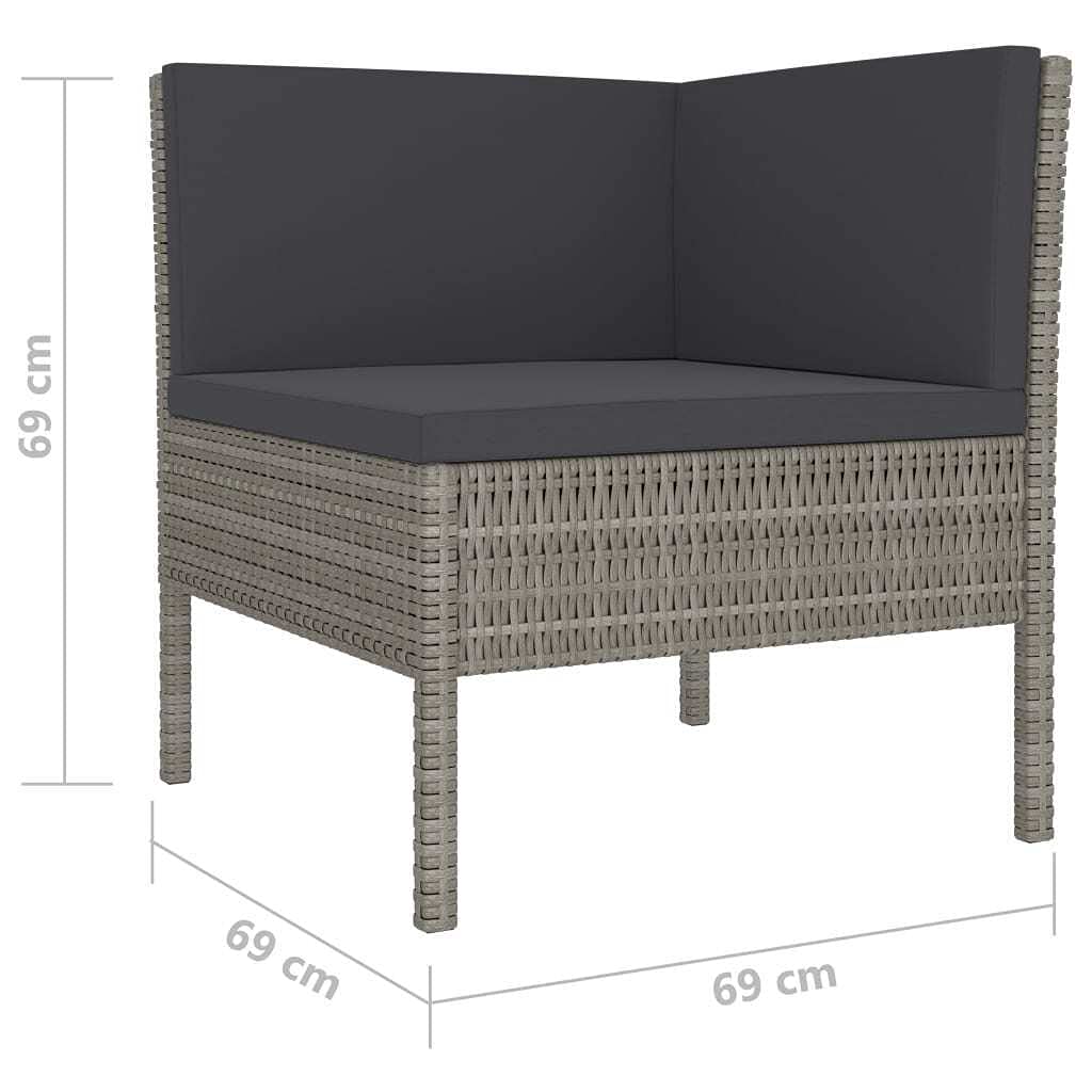 vidaXL 10-Piece Gray Poly Rattan Patio Lounge Set with Cushions - Durable Outdoor Furniture for Garden, Deck & Backyard - Perfect for Relaxing, Entertaining & Sunbathing