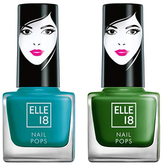 Elle 18 Nail Pops Nail Polish Combo - Shades 155 & 157 (15ml) | Glossy Finish Long Lasting Nail Color | Perfect for Daily Wear, Parties & Special Occasions