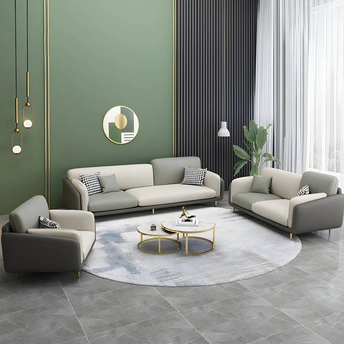 Lincoln Two-Tone Leathaire Sofa - Modern Leather-Like Couch for Living Room, Office & Lounge - Comfortable & Stylish Home Furniture