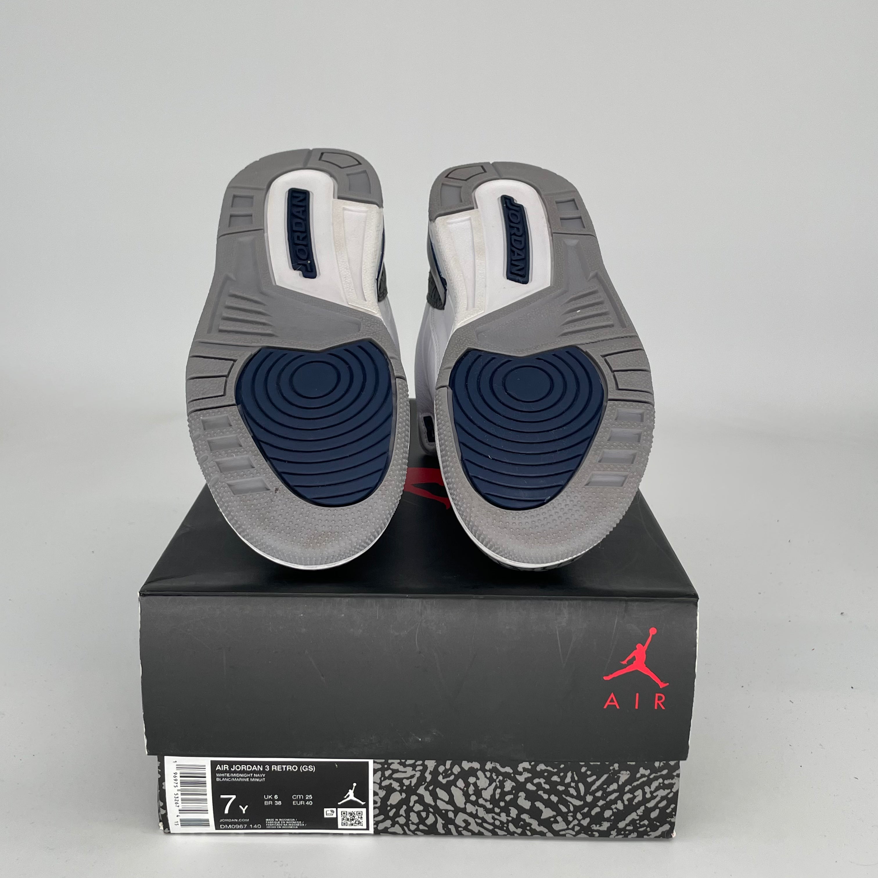 AIR JORDAN 3 MIDNIGHT NAVY Sneakers - Size 7Y (DM0967-140) - Men's Basketball Shoes for Casual Wear & Street Style
