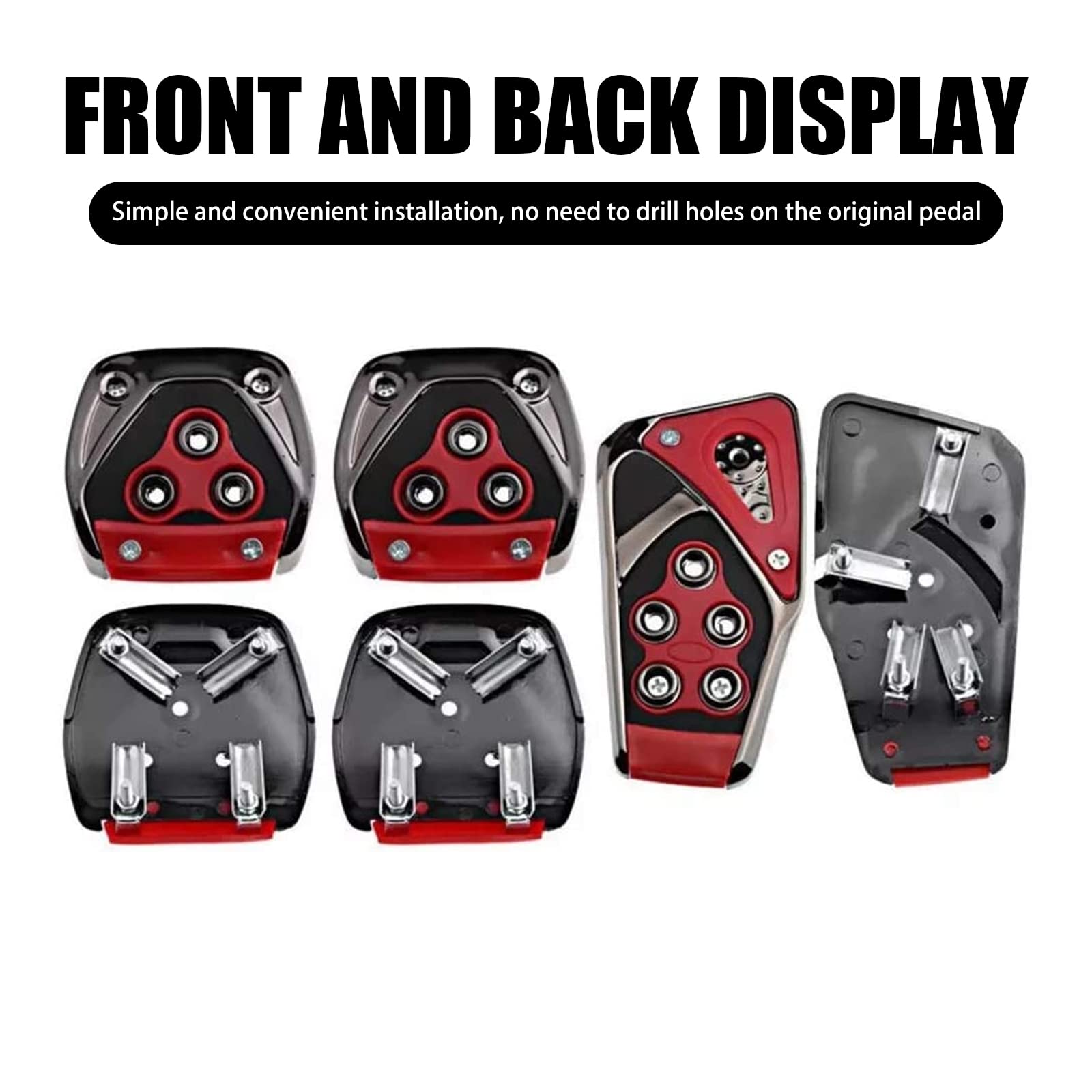 3 PCS Universal Non-Slip Racing Pedal Covers Set - Accelerator, Brake & Clutch Pedal Pads for Sport Cars - Durable Car Interior Accessories (Red) - Perfect for Performance Driving & Car Customization