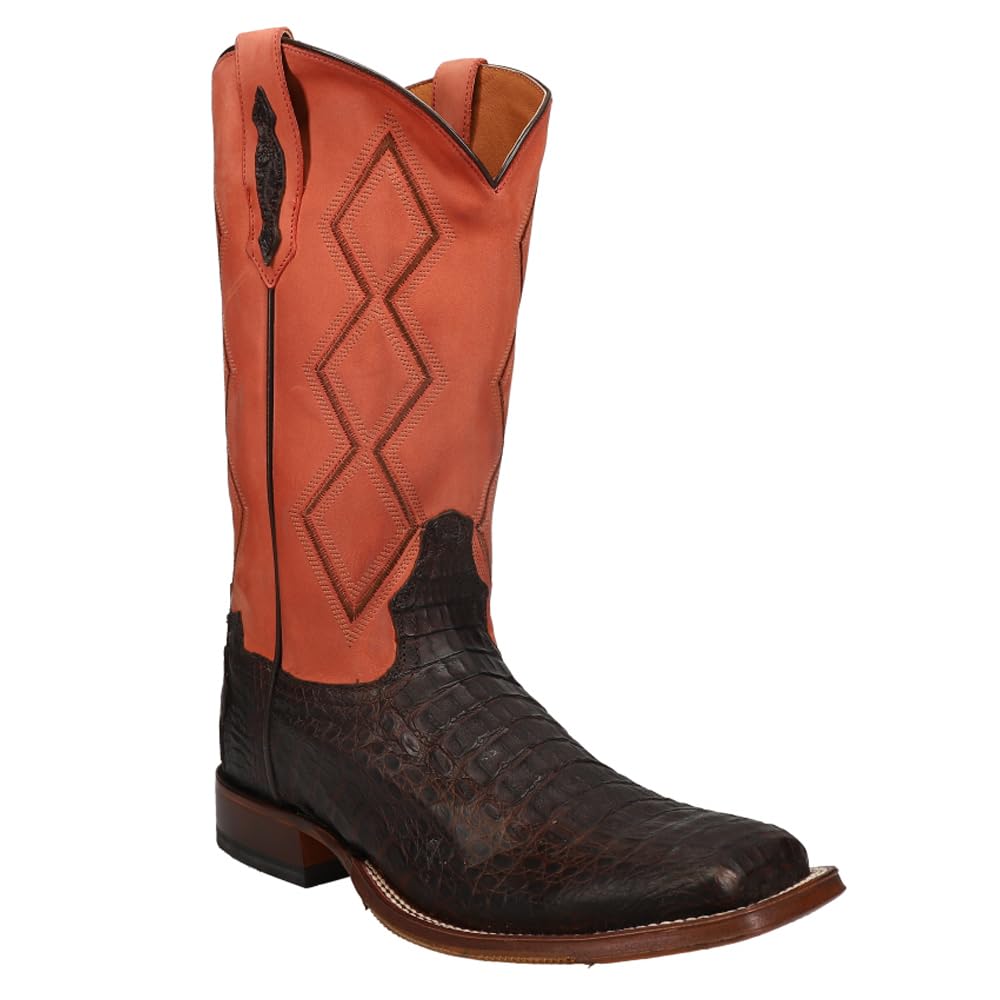 Tony Lama Men's Forrest Oil Tan Square Toe Pull-On Casual Boots - Mid Calf Western Boots for Cowboy, Rancher & Outdoor Work (Brown) - Perfect for Ranch Work, Horseback Riding & Country Style Fashion
