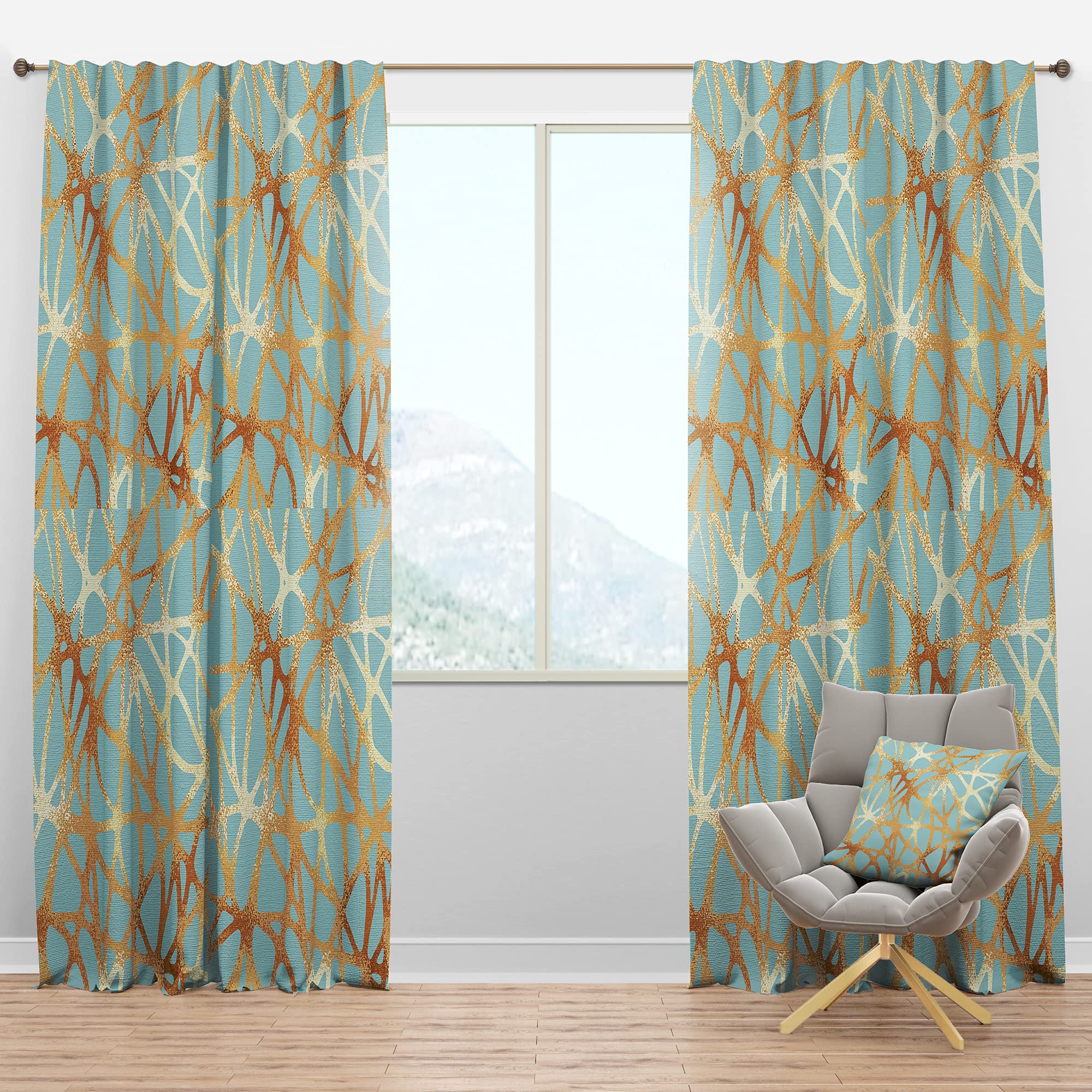 DesignQ Blackout Curtains - Golden Luxury Metallic Geometric Pattern Thermal Insulated Drapes for Bedroom & Living Room - 52x120 Inch Single Panel - Perfect for Light Blocking, Privacy & Energy Efficiency
