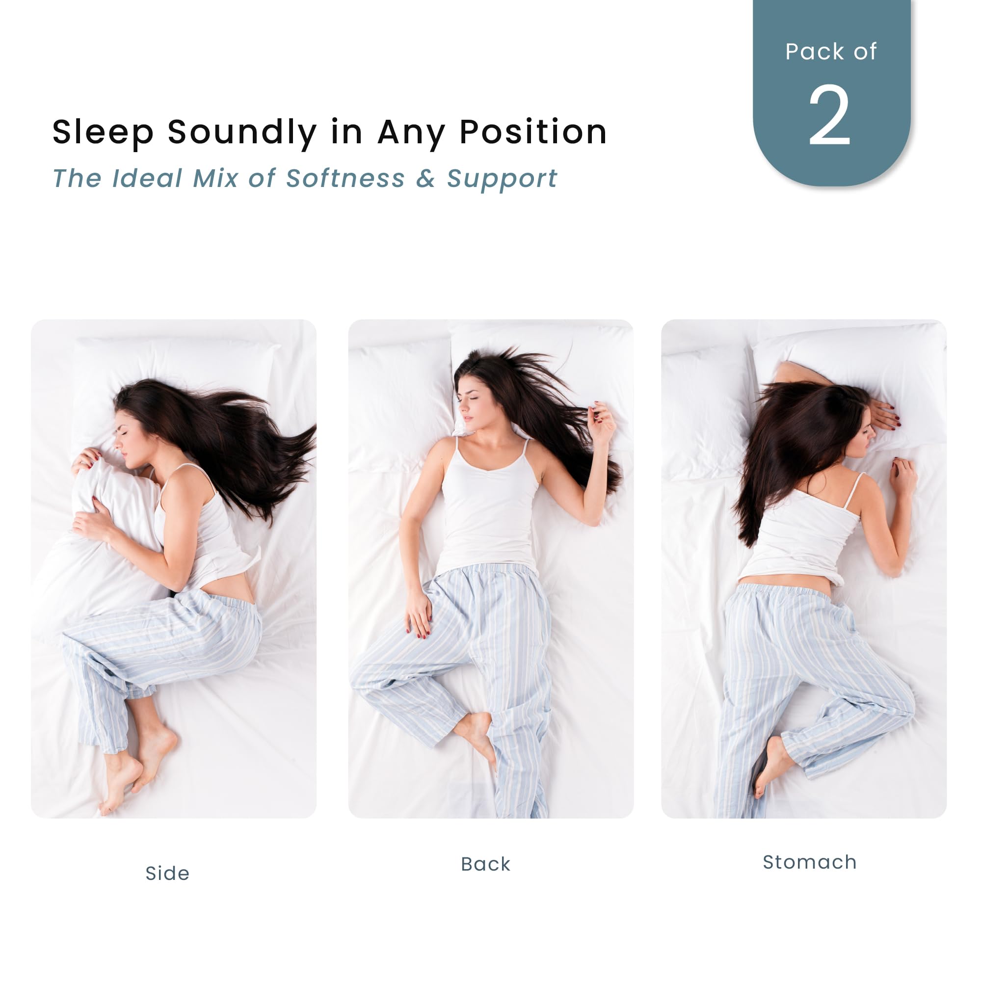 Premium Cooling Bed Pillows Set of 2 - Down Alternative Soft Hotel Pillows 20x26 Inch for Back, Stomach & Side Sleepers | Breathable & Hypoallergenic Standard Size Pillows for Better Sleep | Perfect for Home, Office or Travel Use