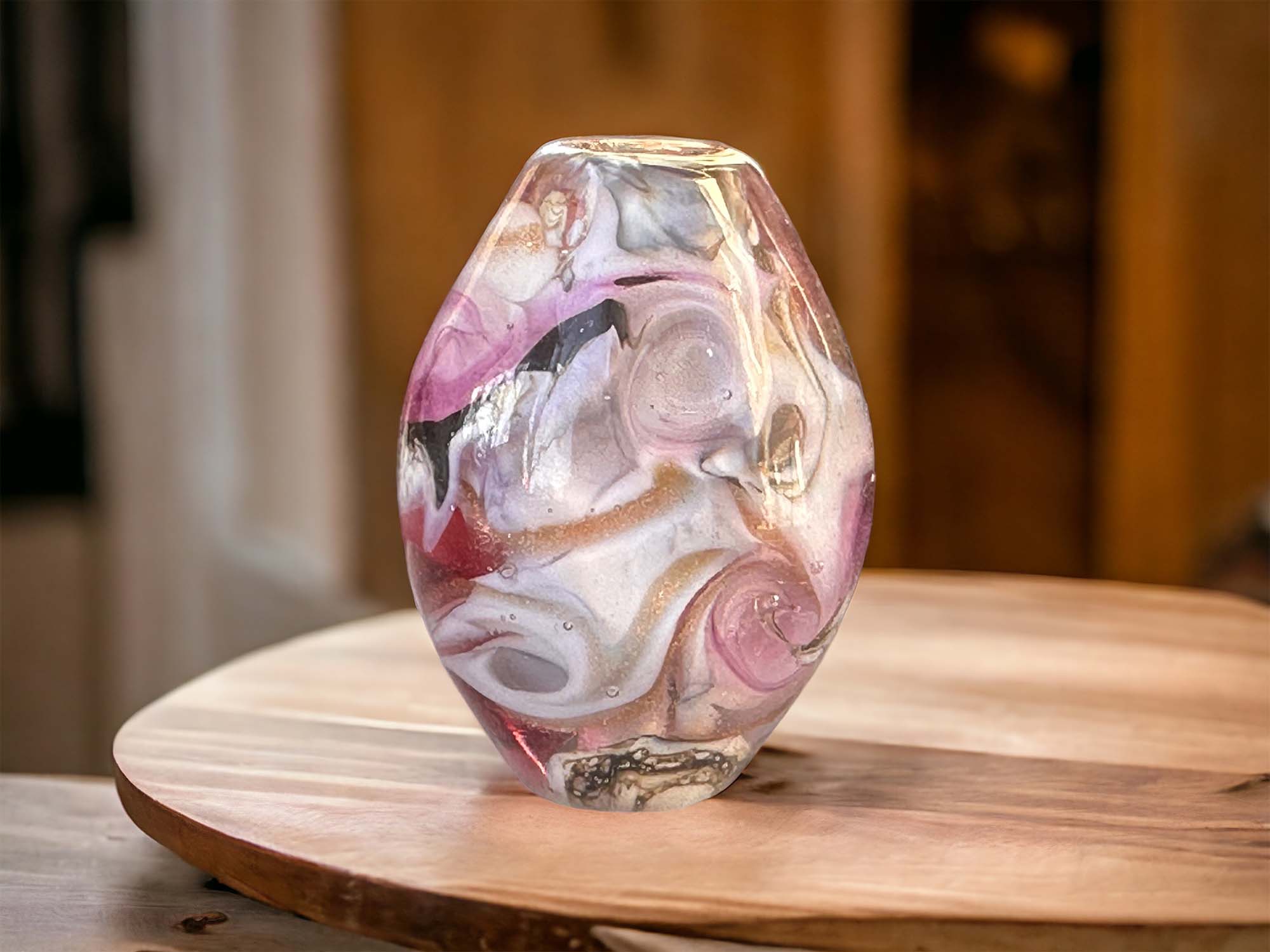 Cherries Jubilee Pink Lampwork Focal Bead SRA - Handmade Glass Bead for Jewelry Making, DIY Crafts, Necklace Pendants & Bracelet Charms - Perfect for Beaders and Craft Enthusiasts