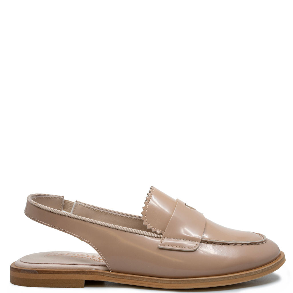 Beberlis Nude Patent Leather Heart Slingback Heels - Elegant Women's Dress Shoes for Weddings, Parties & Special Occasions
