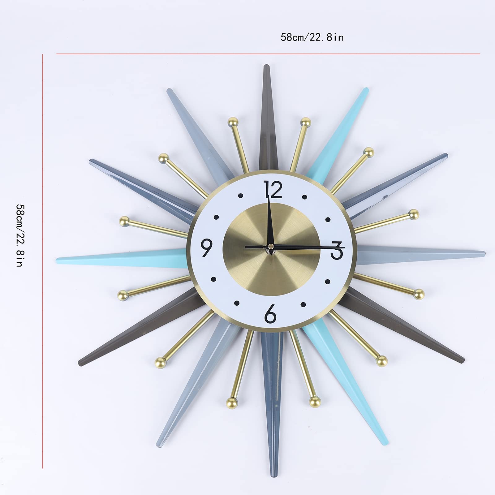 Nordic Style Silent Non-Ticking Wall Clock - 22.8 Inch Modern Battery Operated Wall Decor for Living Room, Bedroom, Study & Office - Perfect for Home, Office and Gift Giving