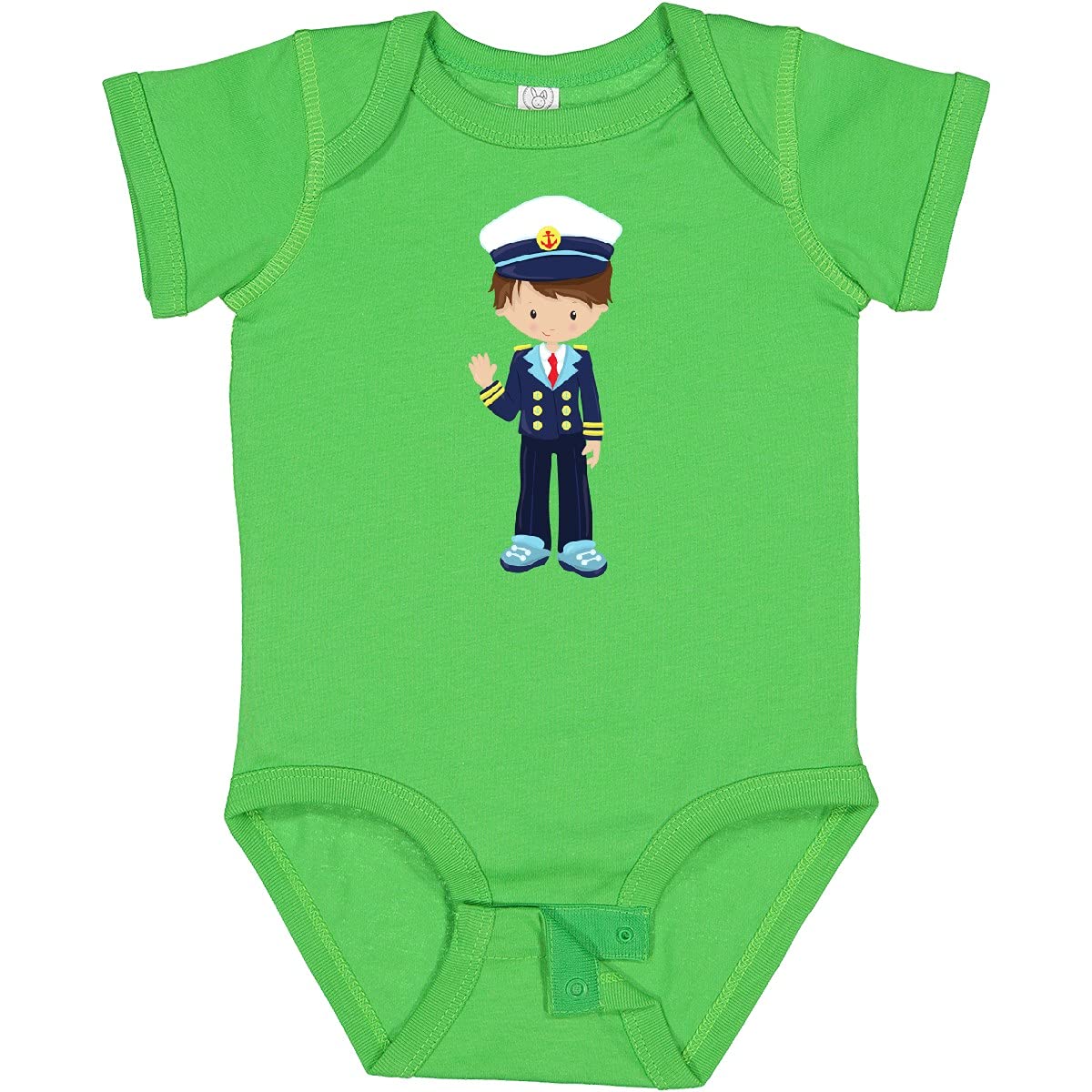 Inktastic Boat Captain & Skipper Cute Brown Hair Baby Bodysuit - Soft Cotton Infant Onesie for Boys, Nautical Theme Outfit, Perfect for Beach Trips & Family Photos