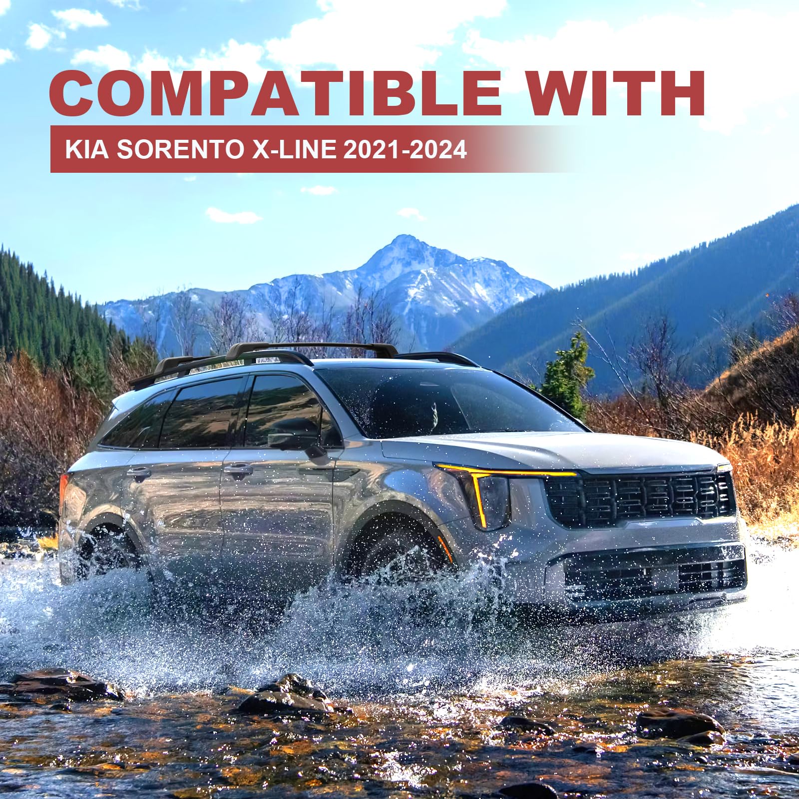 Lockable 260LBS Capacity Aluminum Roof Rack Cross Bars for Kia Sorento X-Line & X-Pro 2021-2025 (Fits Raised Side Rails) - Heavy Duty Rooftop Cargo Carrier for Camping, Road Trips & Outdoor Adventures