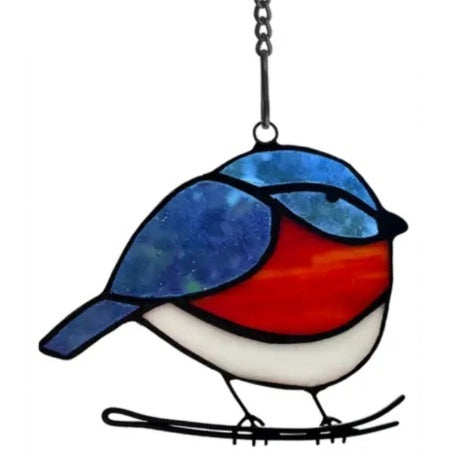 Stained Glass Bluebird Decorative Window Art - Handmade Sun Catcher for Home, Church & Garden Decor