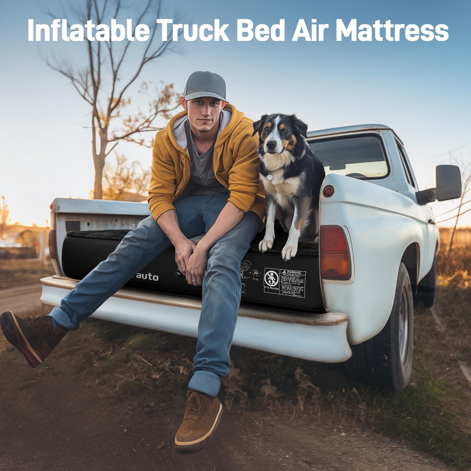 Umbrauto Easy Set-Up Truck Bed Tent for 6.4-6.7ft Pickup Trucks with Inflatable Mattress | PU3000mm Waterproof Camping Kit (Blue & Black) | Perfect for Outdoor Adventures, Road Trips & Family Camping