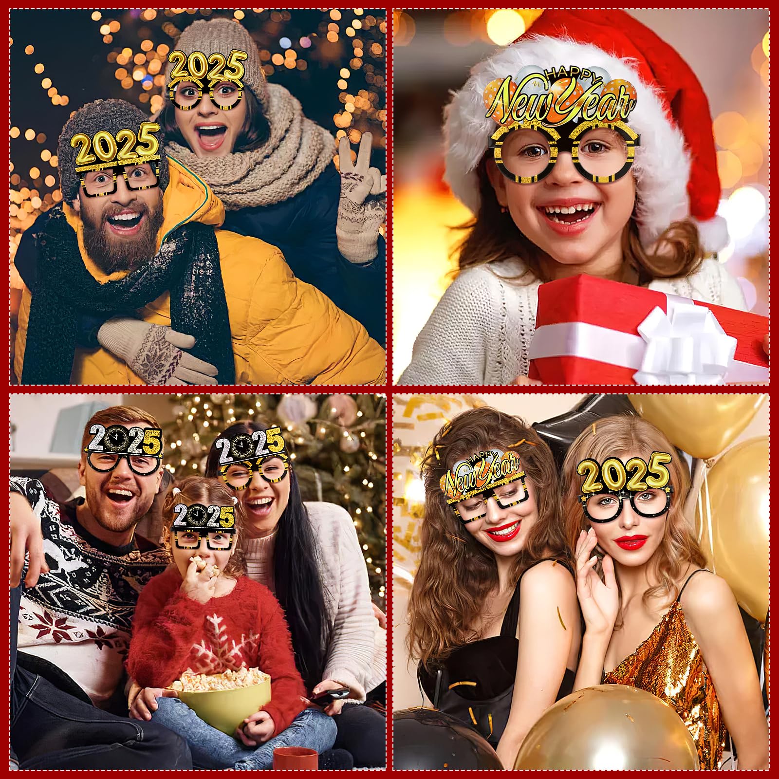 BESTOYARD 2025 Happy New Year Eyeglasses - Fun Party Glasses for New Year's Eve Celebrations, Countdown Parties & Festive Gatherings - Perfect for 2025 New Year's Eve Decorations & Photo Props