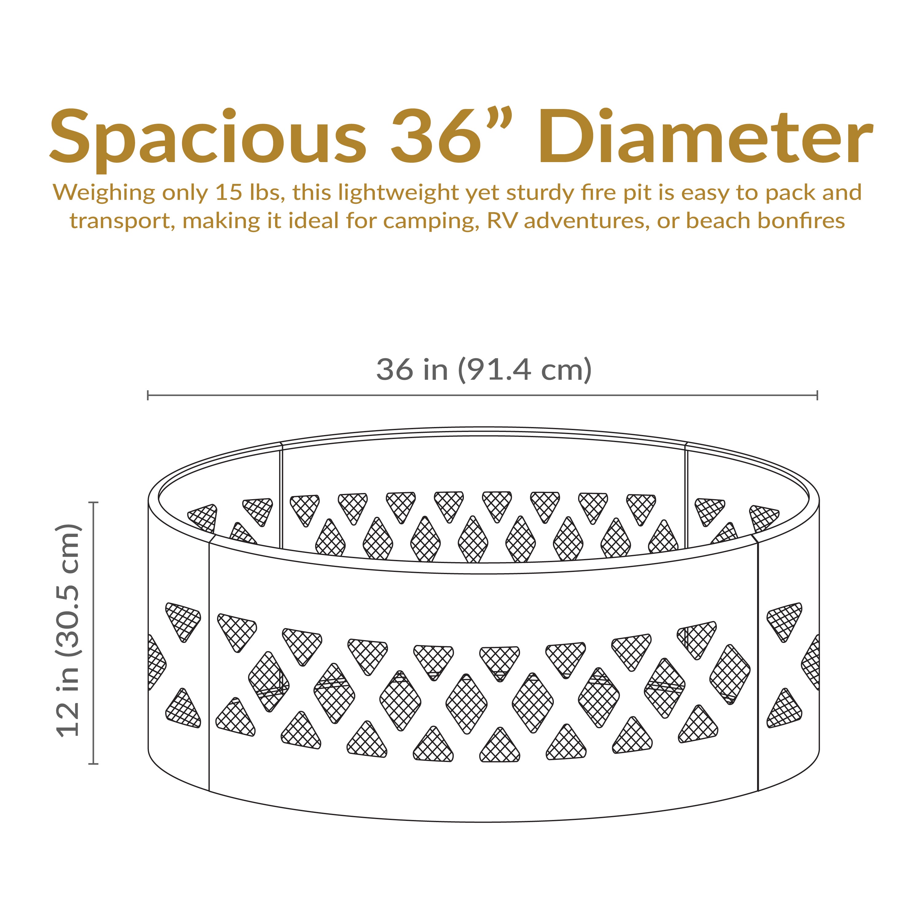 Heavy Duty Crossweave Campfire Ring - 36 Inch Outdoor Fire Pit for Camping, Backyard, and Patio Use - Durable Steel Fire Ring for Bonfires and Gatherings