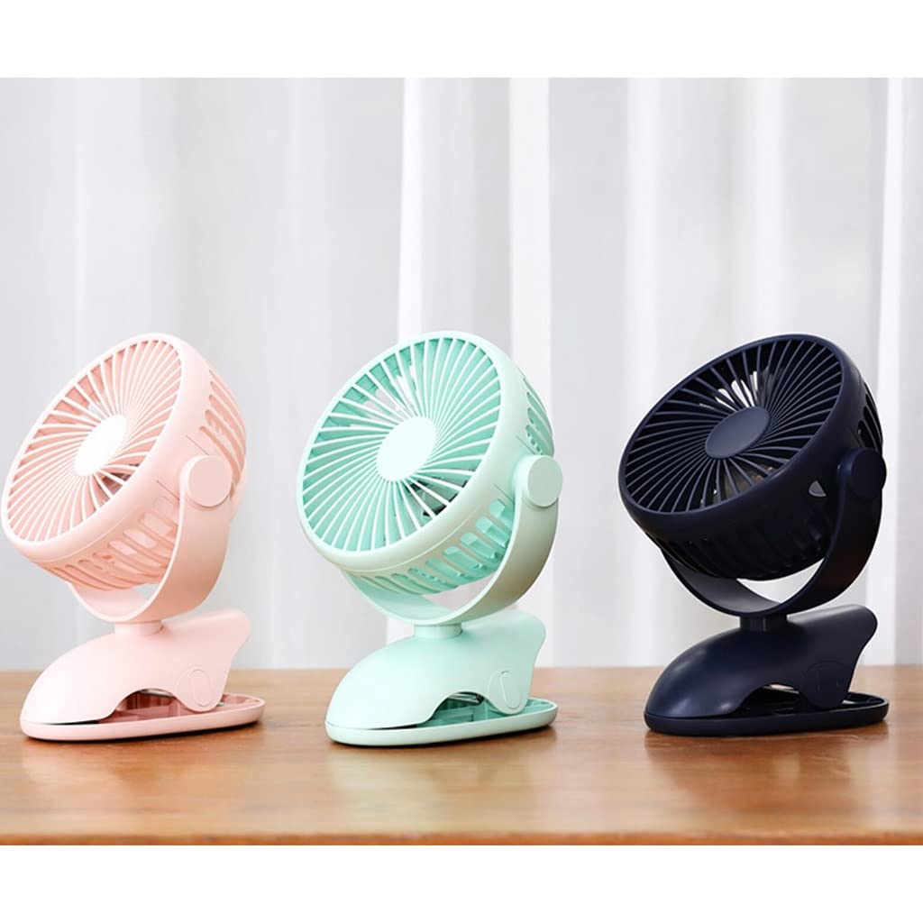 Rechargeable USB Desk Fan with Adjustable Speed - Portable Clip-On Silent Fan for Office, Home, Car, Camping & Gym Use - Blue Mini Desktop Fan (15x5.6x19cm) for Cooling & Air Circulation