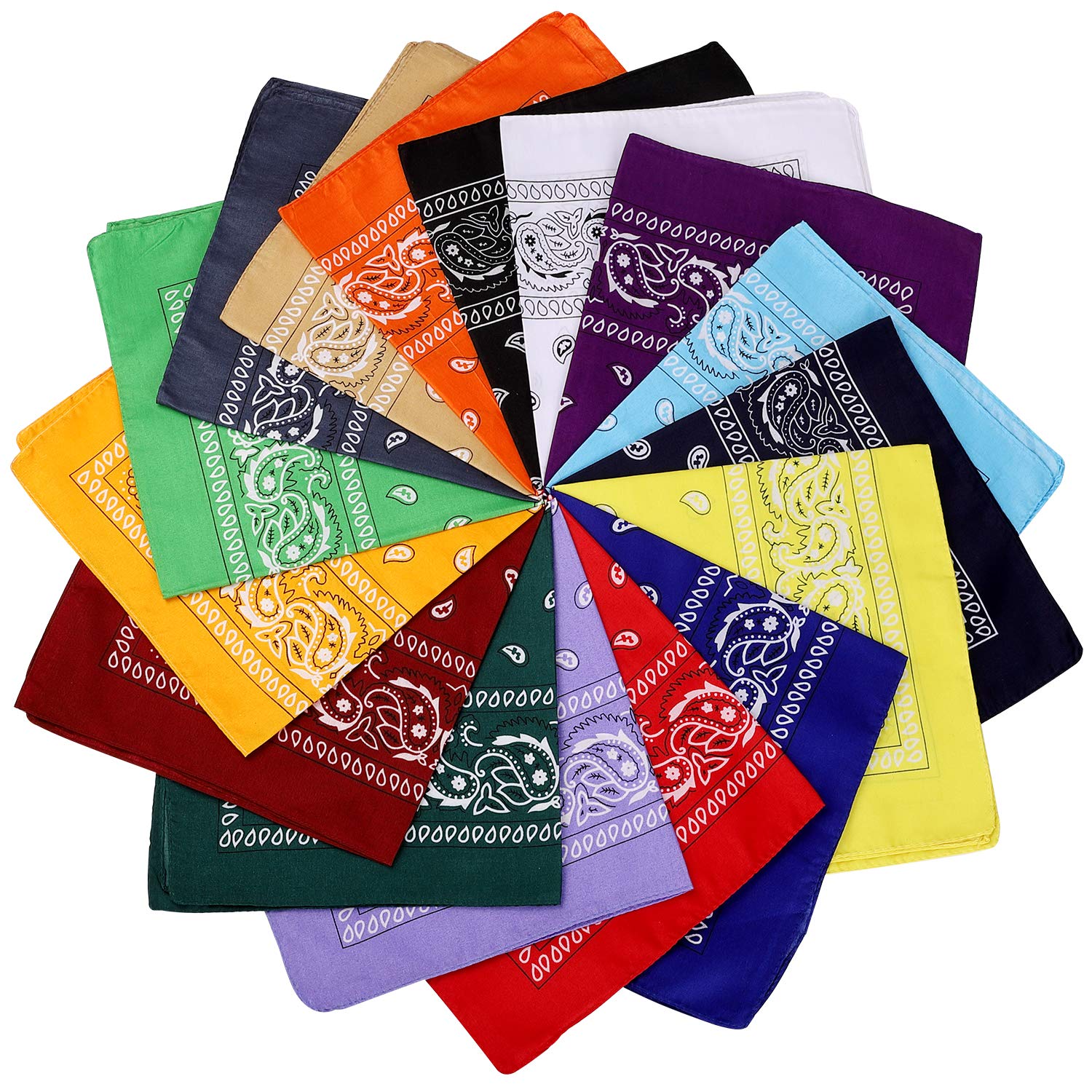 16 Pcs Multi-Purpose Paisley Bandanas - 22x22 Inch Polyester Cowboy Headbands for Men & Women - Perfect for Outdoor Activities, Sports, Fashion Accessories and DIY Crafts
