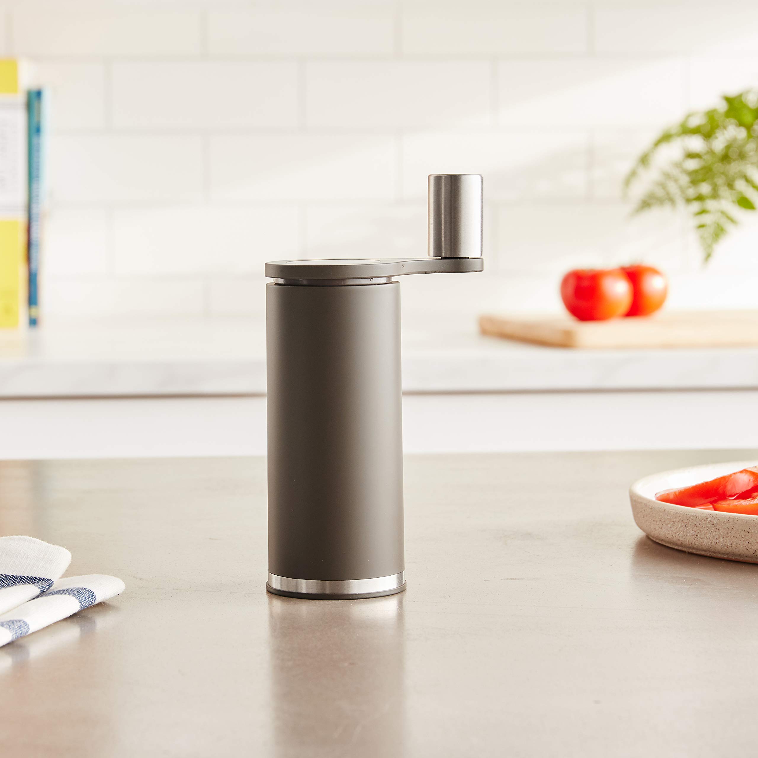 Premium Manual Salt and Pepper Grinder Mill - Adjustable Coarse to Fine Grind - Refillable Stainless Steel Spice Mill with Ergonomic Gear Crank - Perfect for Kitchen, Dining Table & Outdoor Cooking (Mocha, 5.5 Inch)