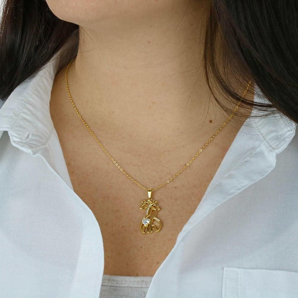 Handmade Personalized Giraffe Message Card Necklace - Unique Birthday Gift for Mom, Mother's Day Present from Daughter/Son - Perfect for Special Occasions & Everyday Wear