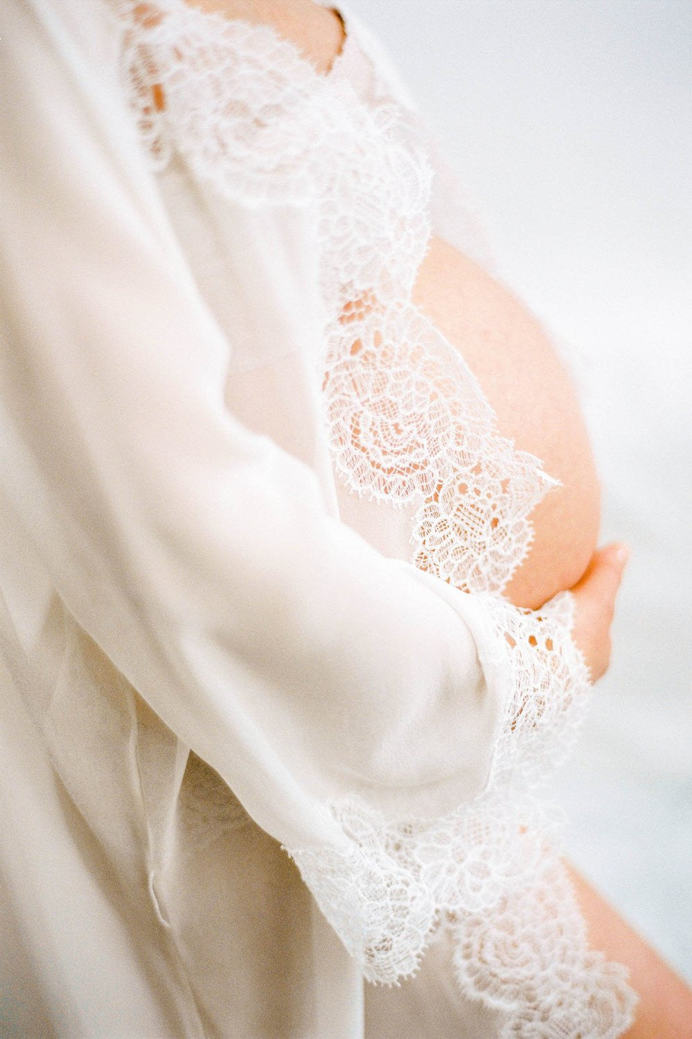 Olivia Macrame Lace and Silk Chiffon Robe - Elegant Bridal Loungewear & Wedding Nightgown for Women - Perfect for Honeymoon, Bridal Shower, and Spa Days