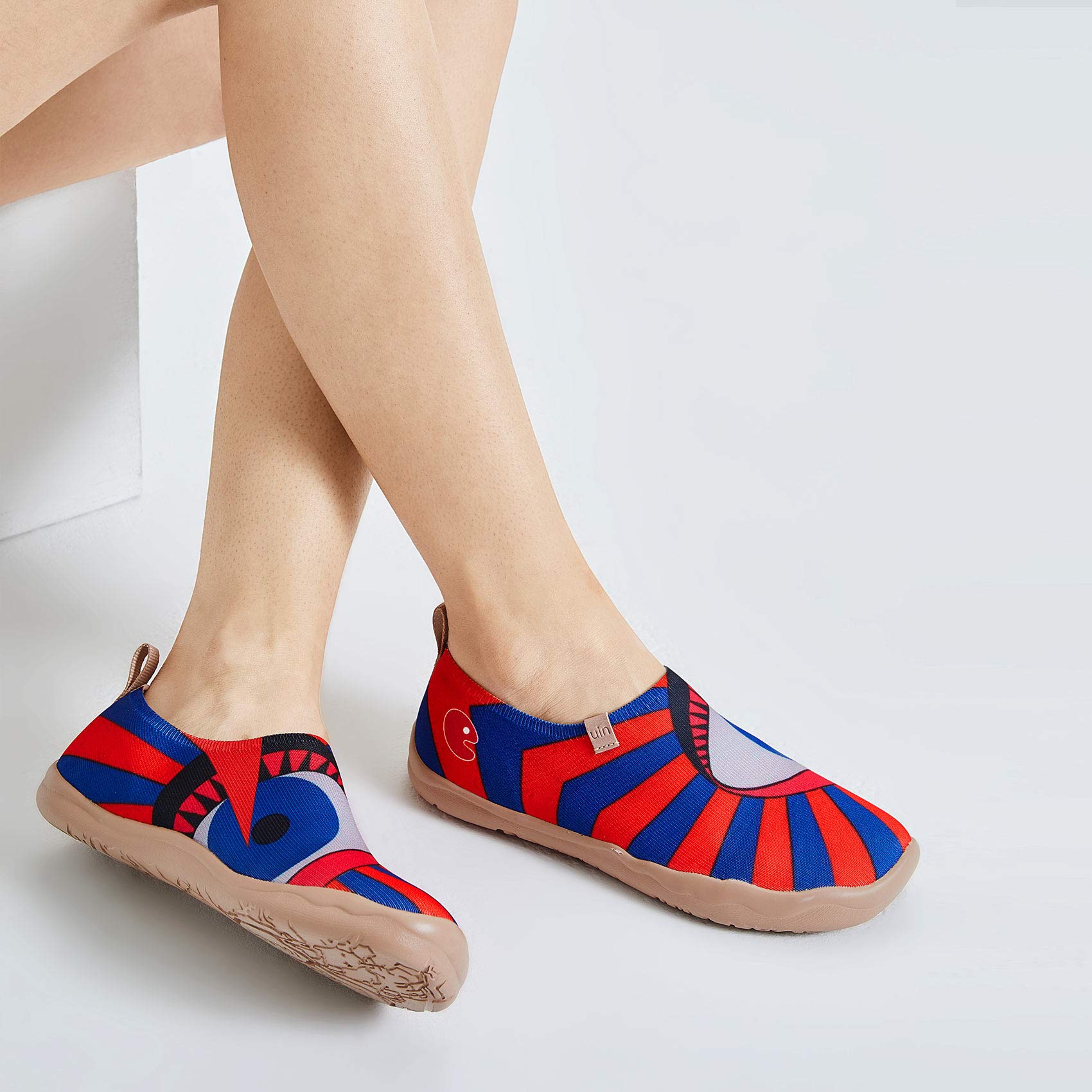 UIN Women's Slip On Sneakers - Comfortable Knit Loafers with Artistic Paint Design for Walking, Travel & Casual Wear | Breathable Soft Walking Shoes for Women | Perfect for Daily Commute, Shopping & Outings