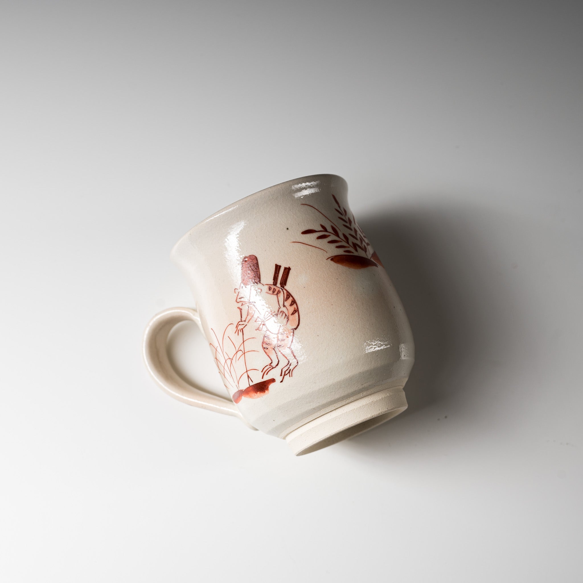 Handmade Kyo Kiyomizu Ware Ceramic Mug - Gohon Kozanji Red - Authentic Japanese Tea Cup for Matcha, Coffee & Home Decor