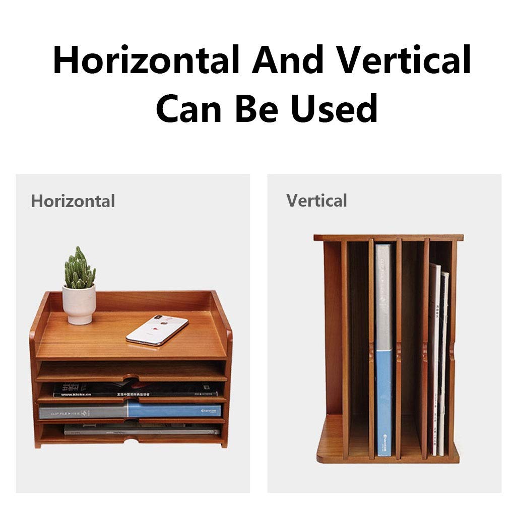 Wooden Desktop Organizer & File Holder - Multifunctional Mail Sorter with Storage Rack (34x25x17.9cm) for Office, Home, or School Organization