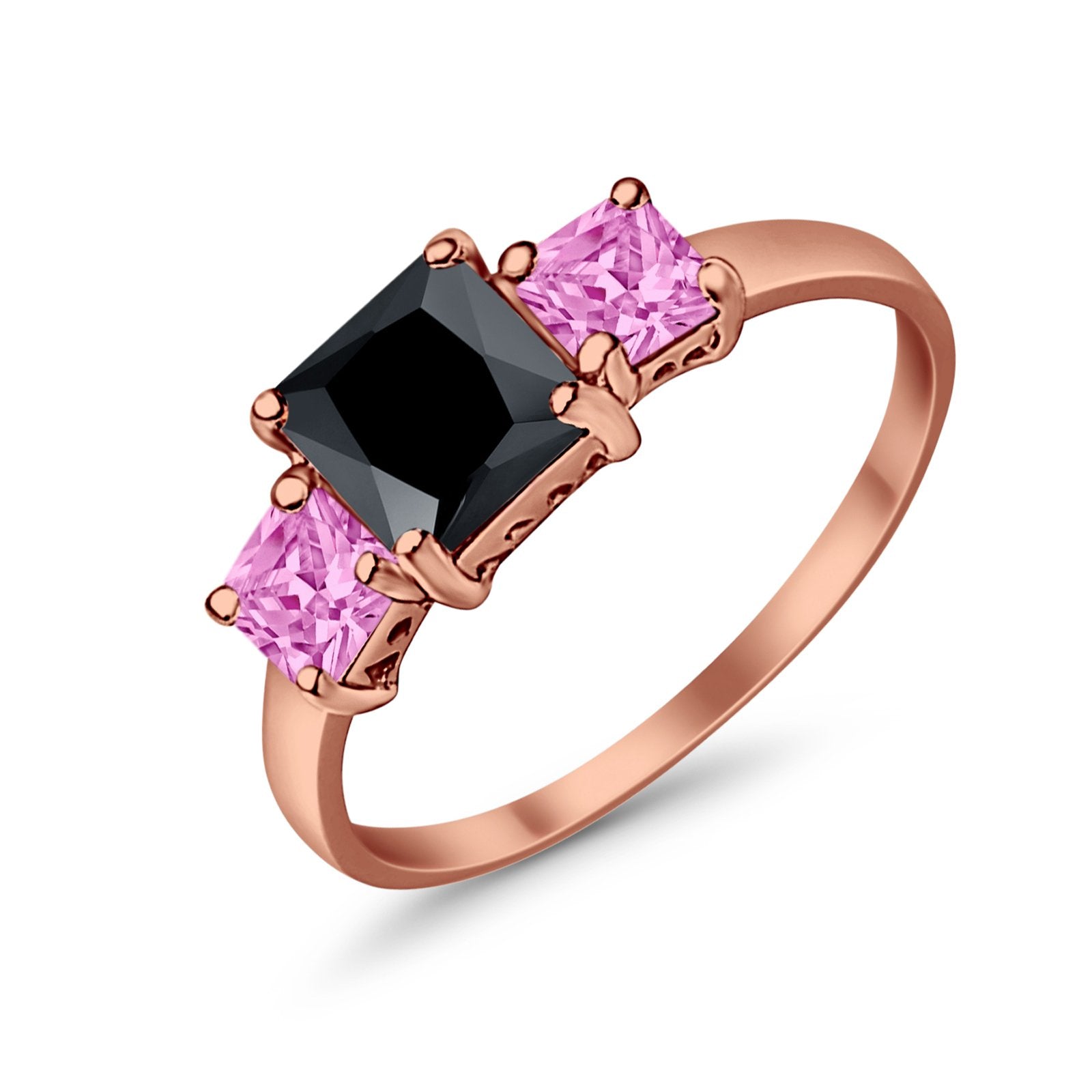 3 Stone Princess Cut Cubic Zirconia Ring - 925 Sterling Silver Fashion Jewelry for Women - Perfect for Weddings, Anniversaries & Special Occasions