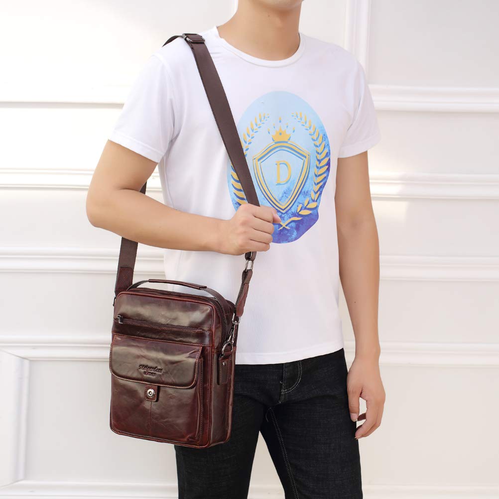Genuine Leather Messenger Bag for Men - Durable Crossbody Shoulder Bag & Business Briefcase - Perfect for Work, Travel & Daily Commute