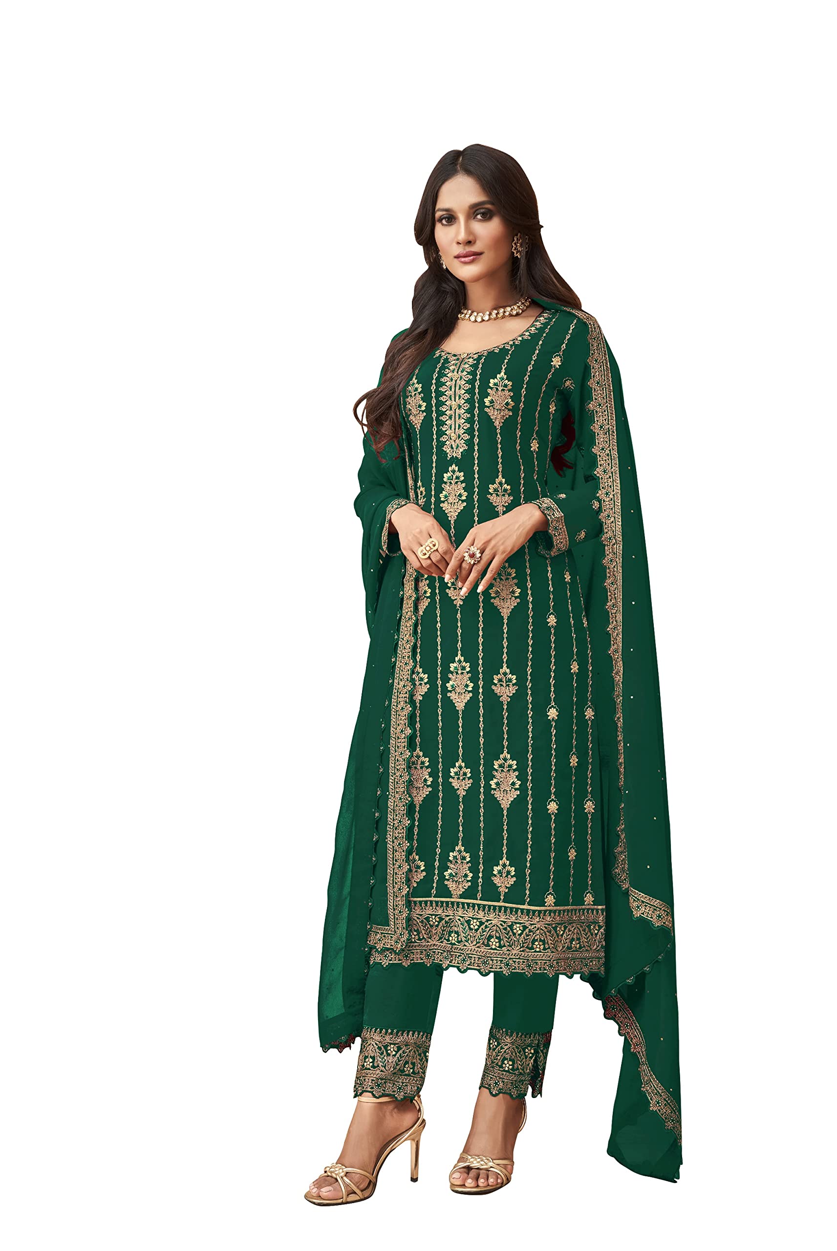 Women's Embroidered Georgette Salwar Kameez with Dupatta - Party Wear