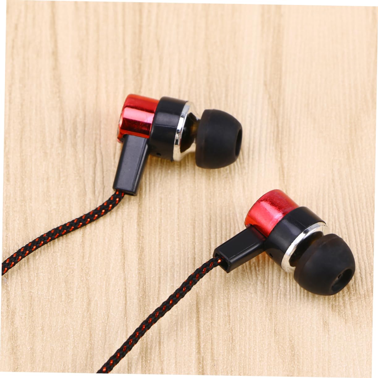 Premium Stereo Bass In-Ear Earphones with Braided Cord - 3.5mm Audio Plug (Red) - Perfect for Music Lovers, Gaming & Workout Sessions