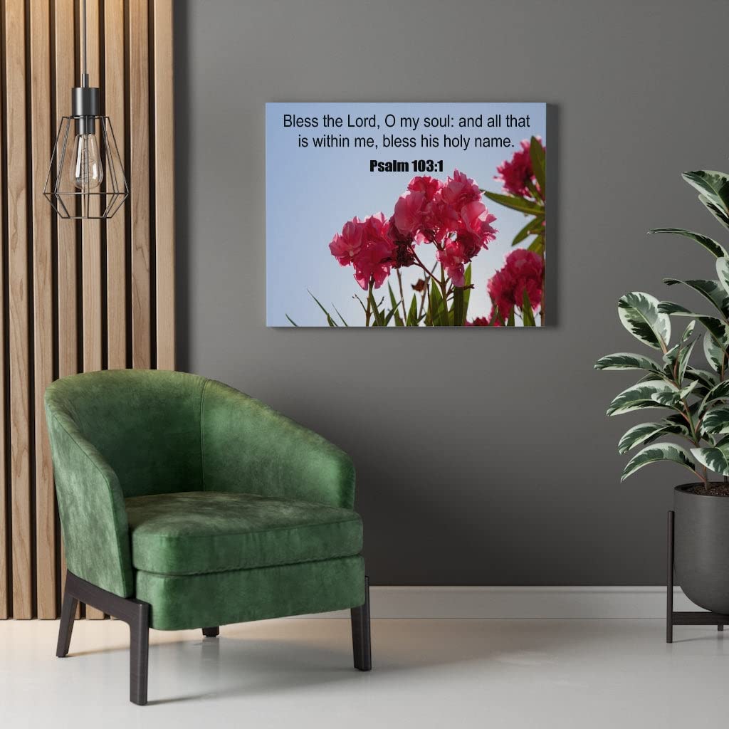 Bless The Lord Bible Verse Canvas - Psalm 103:1 Christian Wall Art for Home Decor, Gift for Religious Occasions, Church & Prayer Room Inspiration