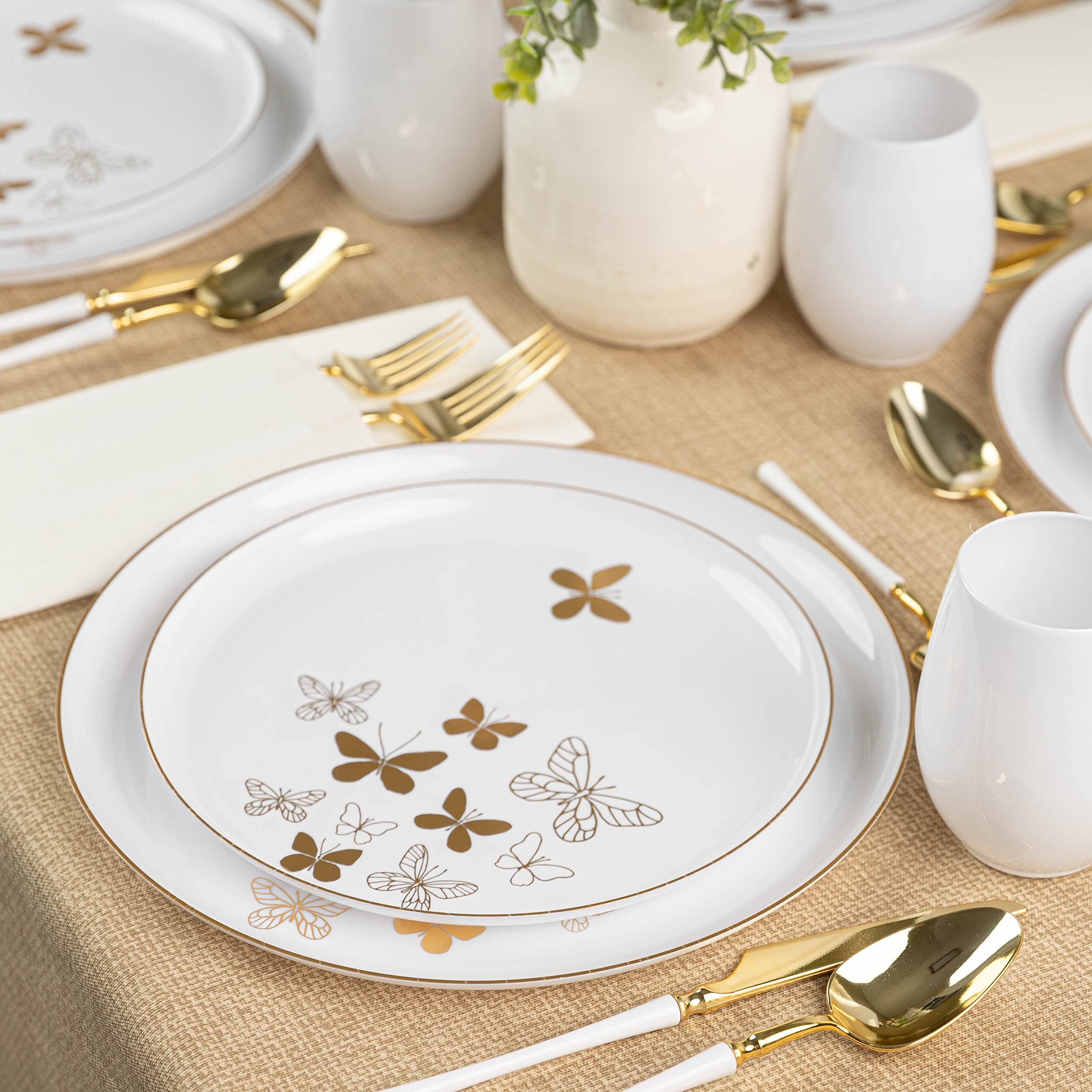 PLASTICPRO 20-Piece Combo Dinner Plates Set - 10 White 8.6