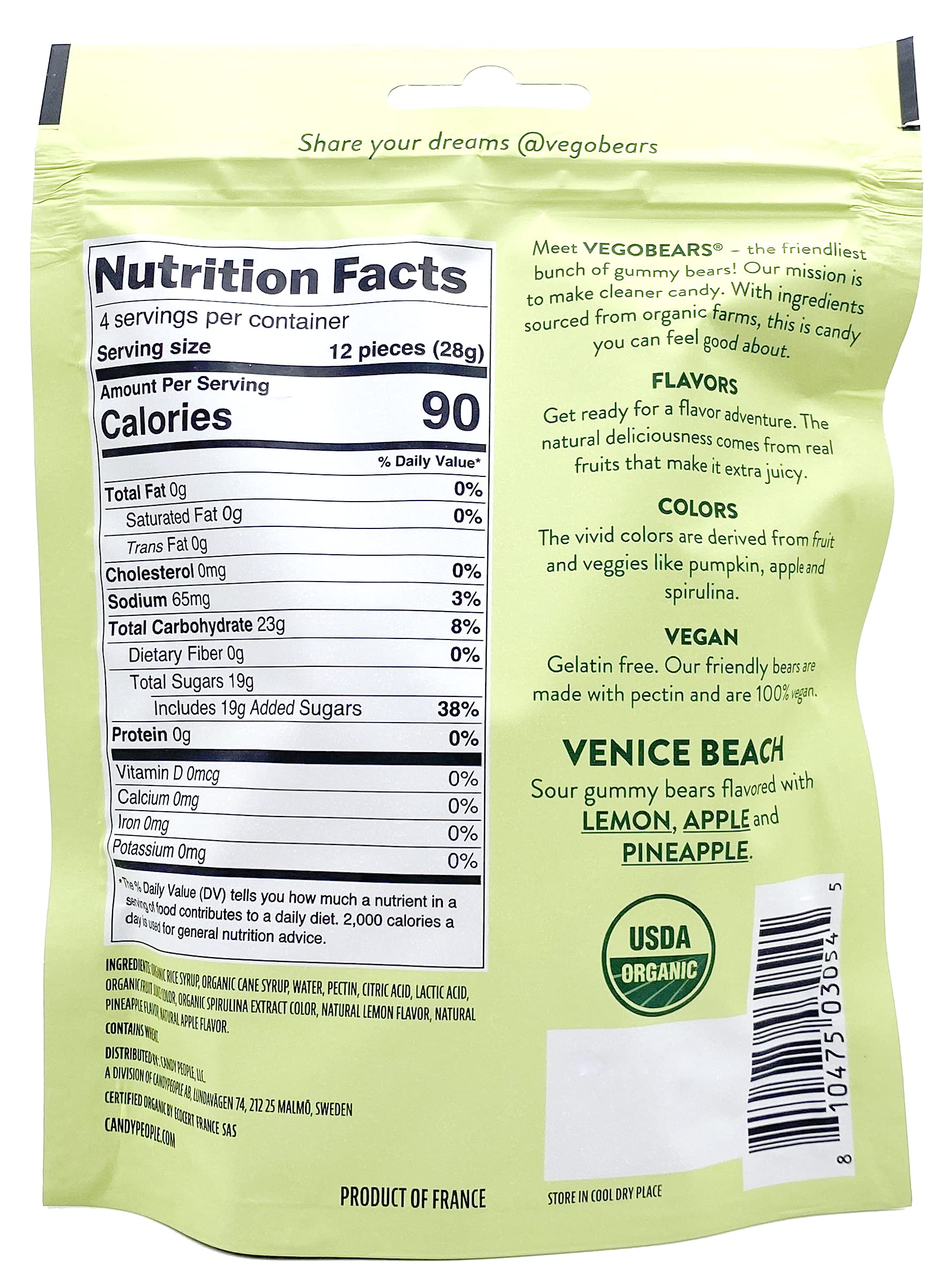 VegoBears Vegan Gummy Bears Variety Pack - Organic, Gelatin-Free, Non-GMO, Gluten-Free Candy Snacks for Kids & Adults - Perfect for Lunchboxes, Parties, and Healthy Treats