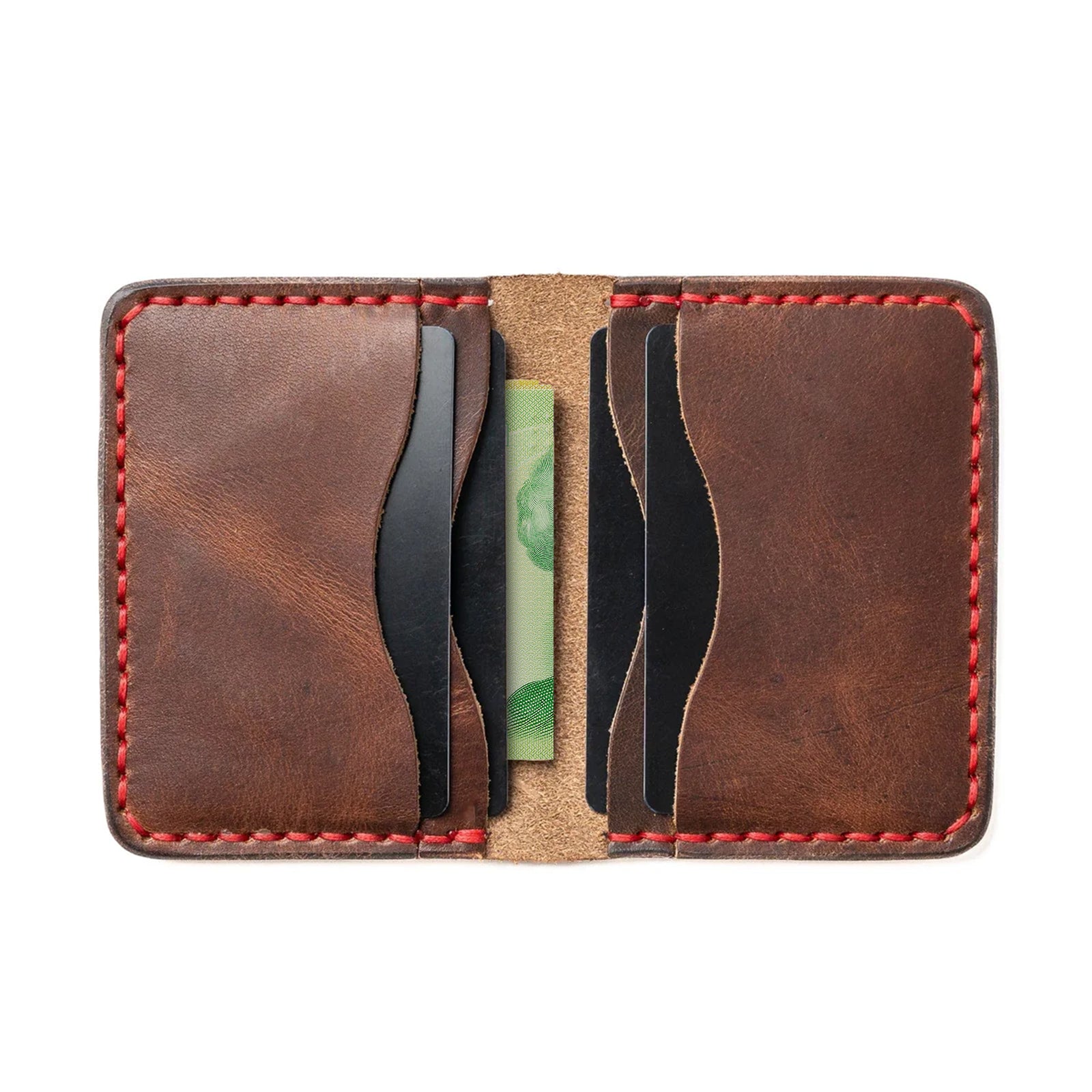 Genuine Leather 5 Card Holder Wallet - Slim RFID Blocking Minimalist Wallet for Men & Women - Perfect for Everyday Use, Travel, and Business