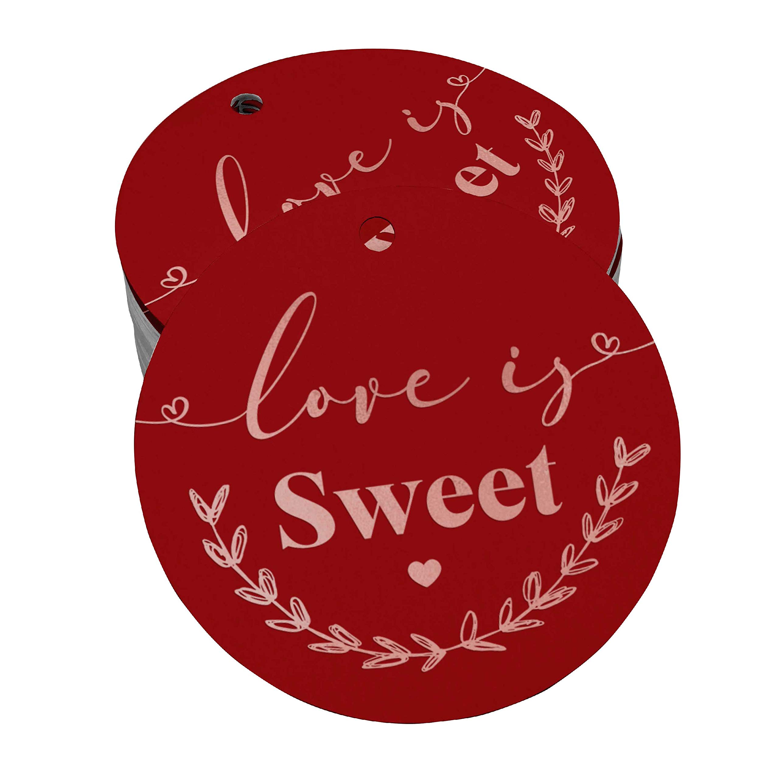 50 Pack Love is Sweet Wedding Favor Tags - Rose Gold Foil Hang Tags for DIY Invitations, Bridal Shower Decorations & Party Favors - Perfect for Weddings, Baby Showers & Special Events