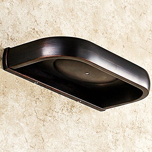 7Trees Solid Brass Wall Mounted Soap Holder - Antique Black Bathroom Soap Dish Shelf with Drain Holes | Rustproof Shower Accessories for Bath, Spa & Luxury Hotel Decor