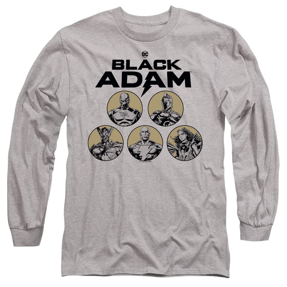 Popfunk Classic Black Adam Contrast Group Unisex Adult Long-Sleeve T-Shirt | Superhero Graphic Tee for Men & Women | Casual Wear, Cosplay, Gift for DC Fans