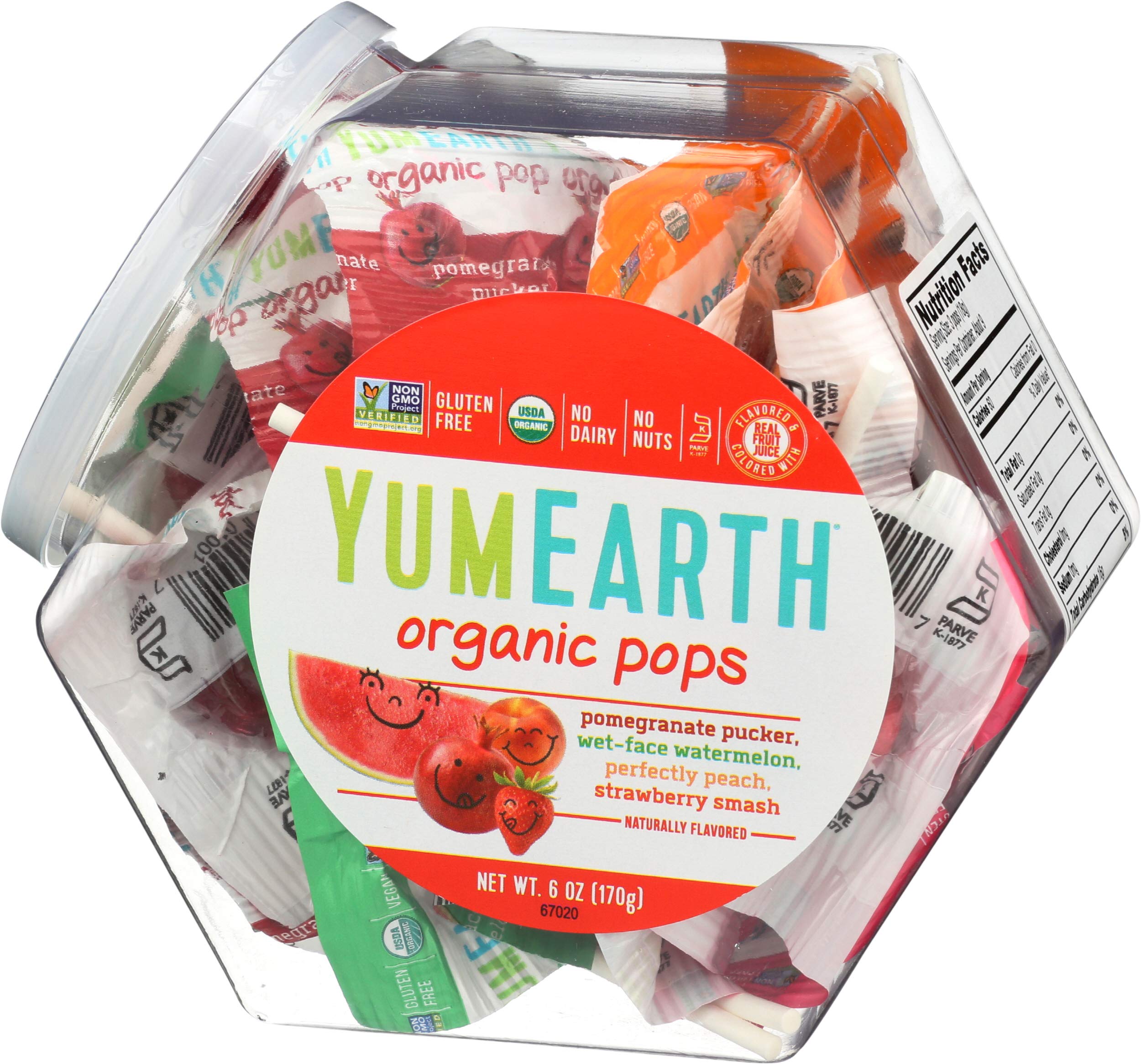 YumEarth Organic Fruit Lollipops - 6oz (170g) Natural Candy, Gluten-Free & Vegan - Perfect for Birthday Parties, Halloween Treats & School Snacks