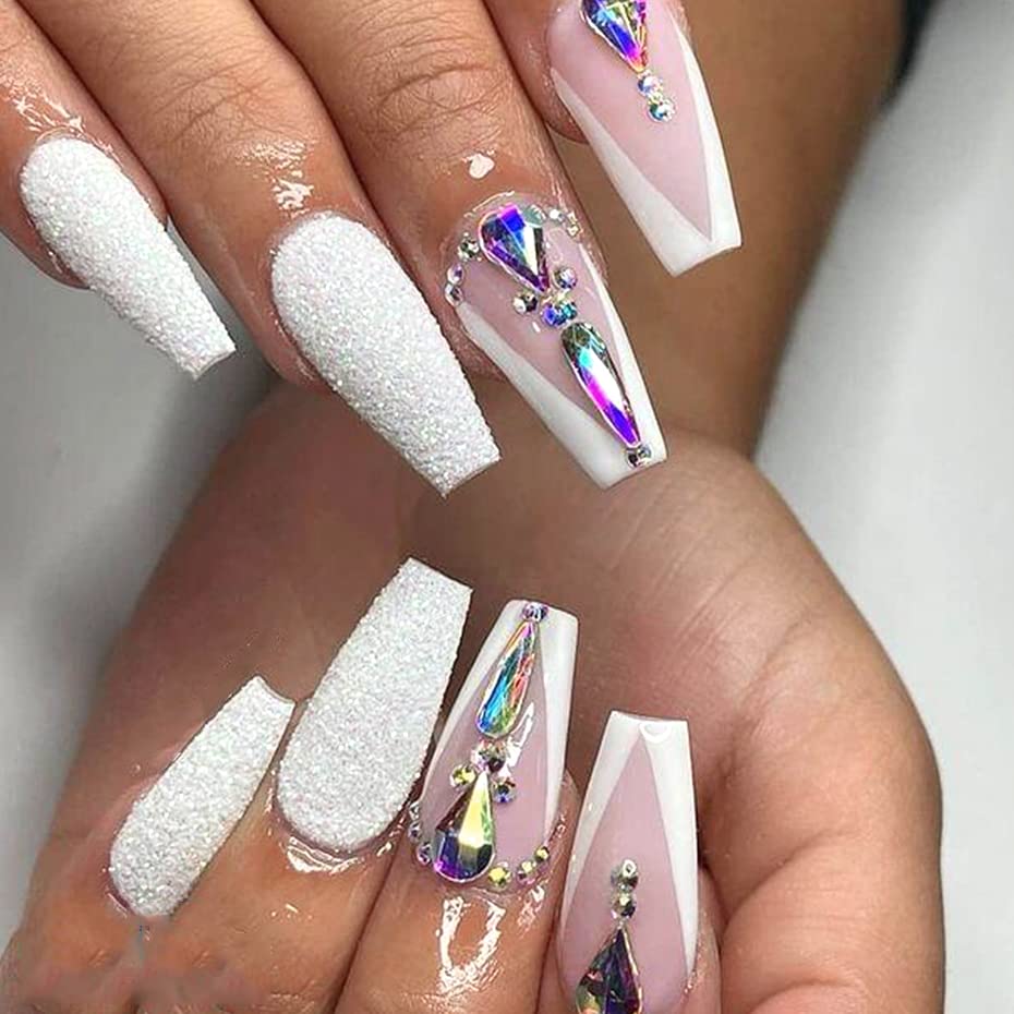 6 Jars Iridescent Nail Glitter Powder - White Glitter Flakes & AB Sequins for Nail Art | Ultra Shine Sparkle Pigment | DIY Manicure, Pedicure, Gel Polish & Acrylic Nails | Perfect for Parties, Weddings & Special Occasions