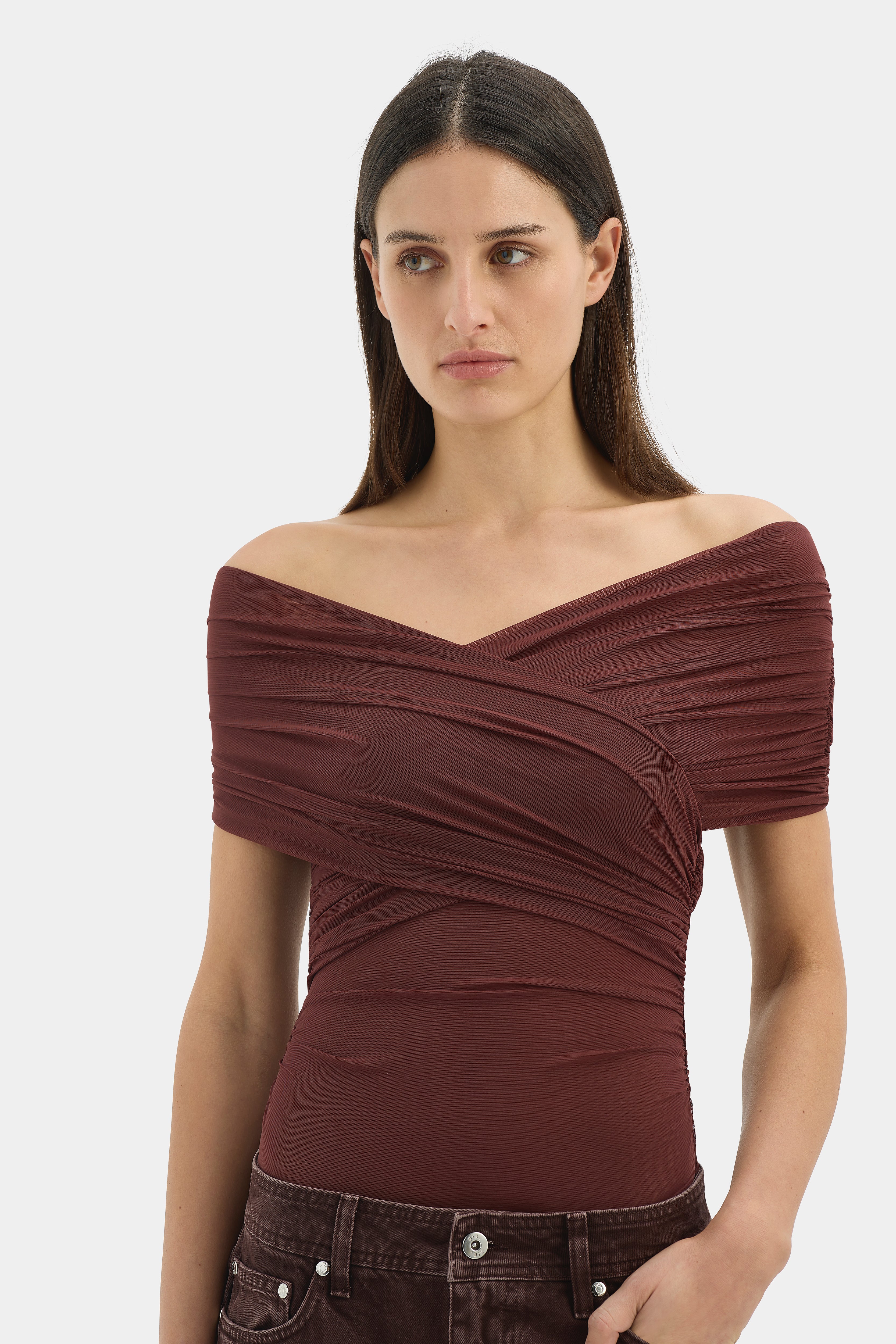 Jacques Gathered Bodysuit for Women - Comfortable Stretch Lingerie Top for Layering or Everyday Wear | Perfect Under Dresses, Blazers & Office Attire