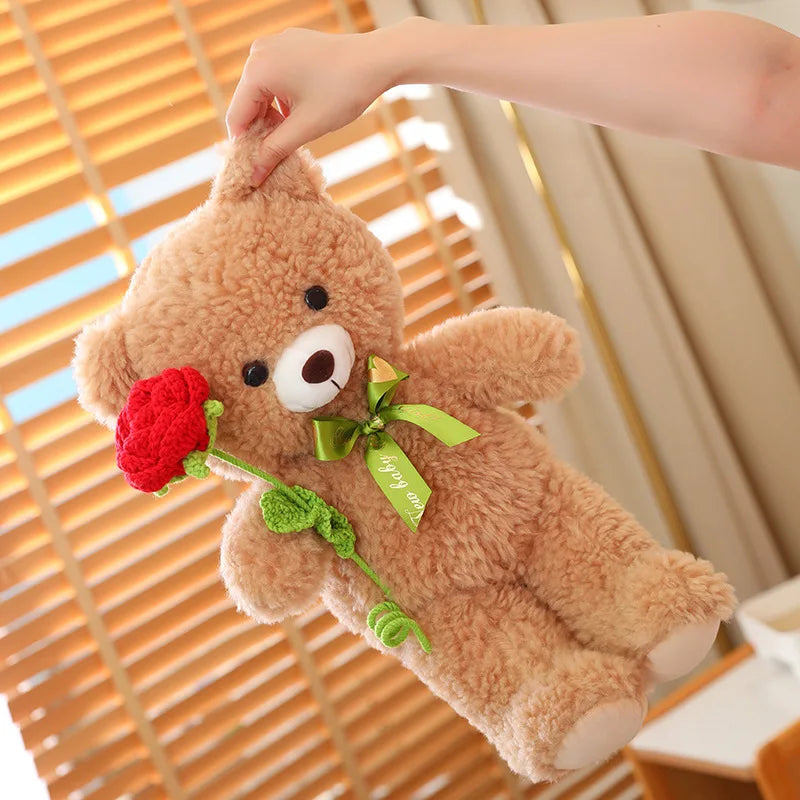 40cm Kawaii Rose Teddy Bear Stuffed Animal - Cute Valentine's Day Gift for Girlfriend, Couples & Kids (Perfect for Anniversaries, Birthdays & Romantic Surprises)
