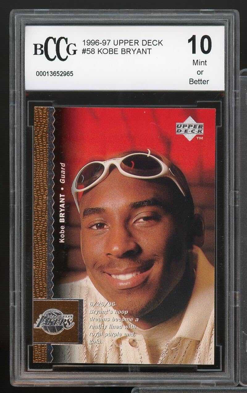 1996-97 Upper Deck Kobe Bryant Rookie Card #58 BGS BCCG 10 Mint+ - Perfect for NBA Collectors, Sports Memorabilia Enthusiasts & Investment Grade Basketball Cards