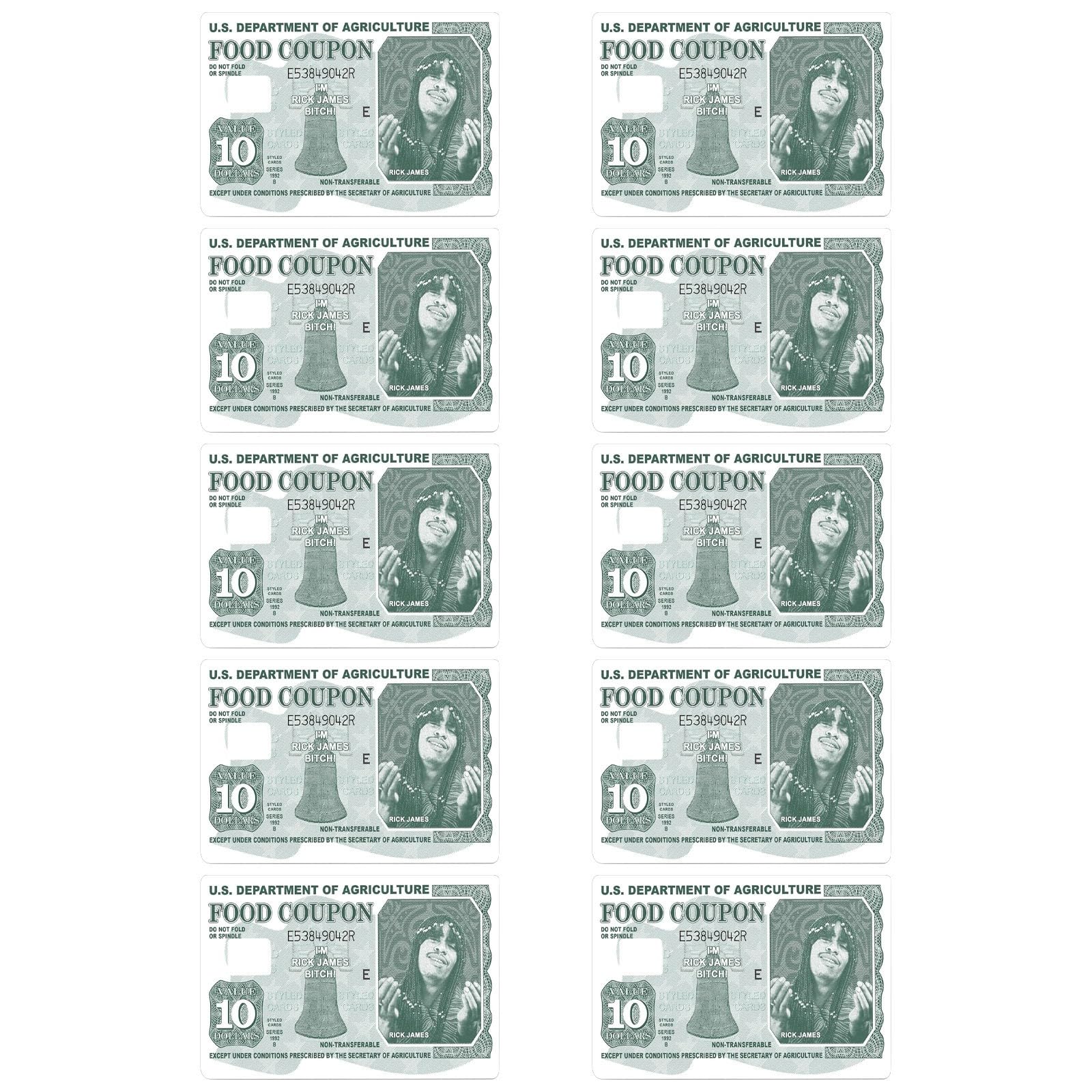 Funny Tyrone Biggums Debit Card Stickers - 10pcs Rick James Design | Food Coupon & Credit Card Skin Covers | Stylish Protective Decals for Debit & Credit Cards | Perfect for Gifts, Wallets & Personalizing Payment Cards
