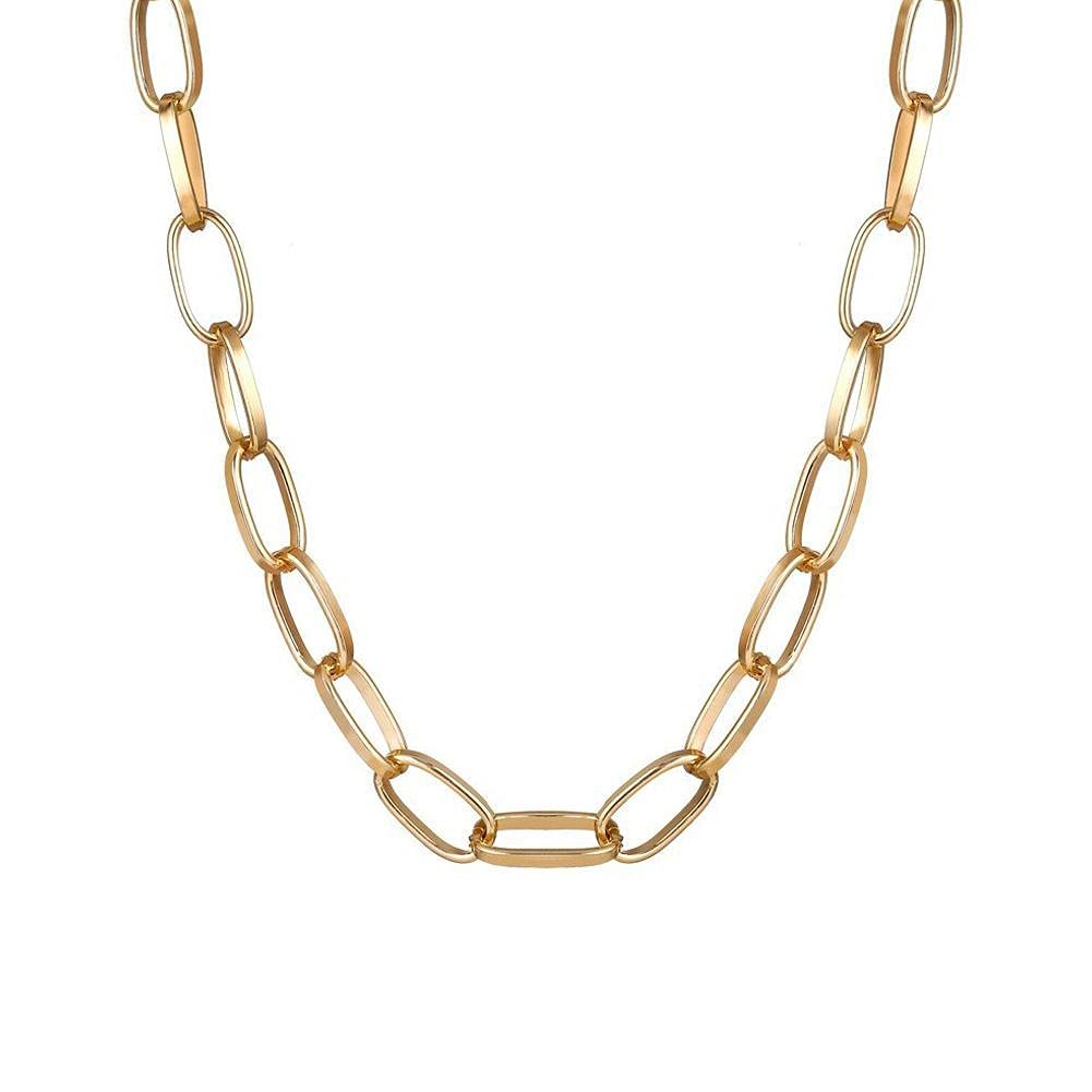 Chunky Chain Choker Necklace for Women & Men - Gold & Silver Plated Thick Link Retro Punk Clavicle Chain | Perfect for Birthday Gifts, Festival Parties, Everyday Wear & Punk Fashion Accessories