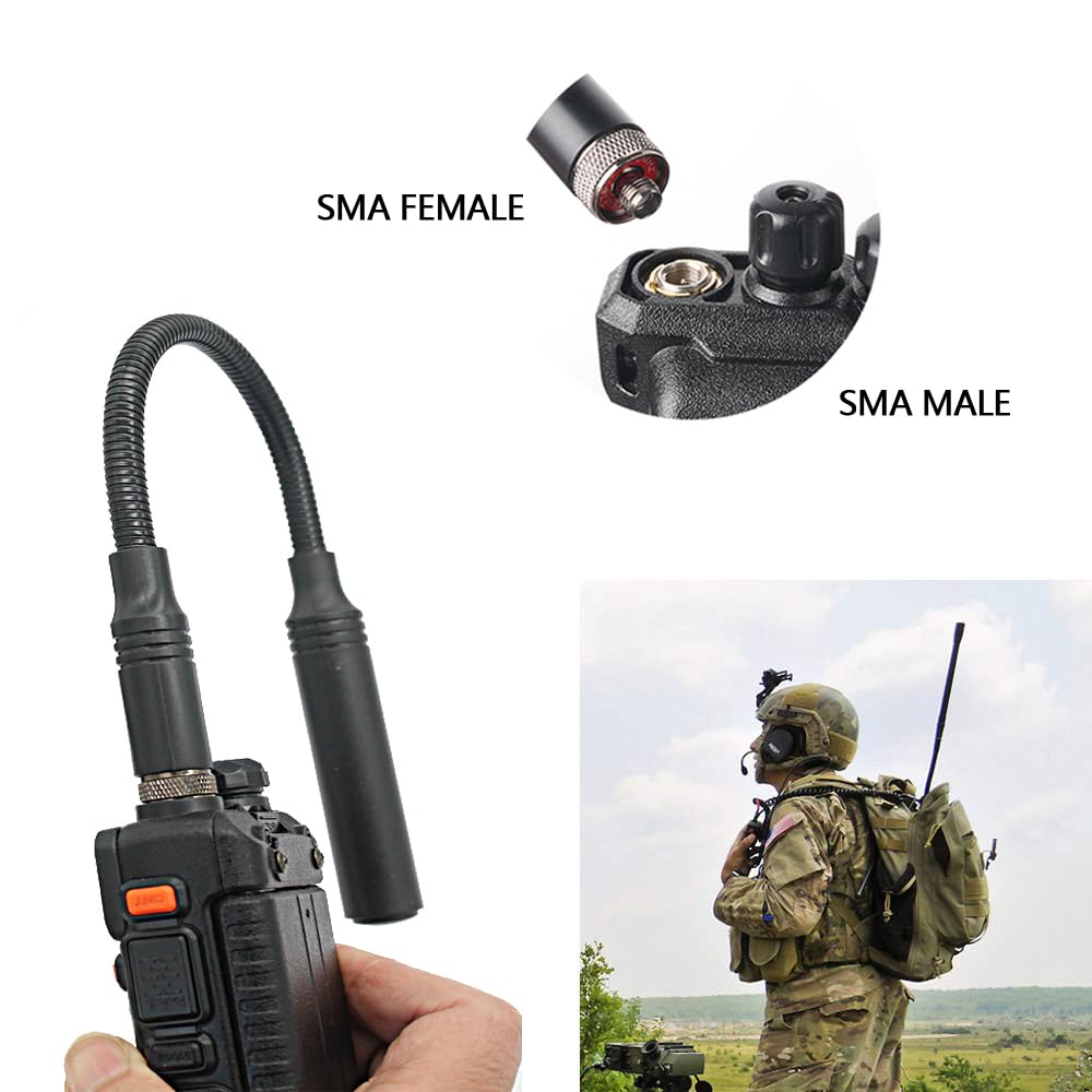 BAOFENG Walkie Talkie Tactical Antenna 144/430MHz VHF UHF Dual-Band Flexible Gooseneck Design - Compatible with Kenwood & Baofeng UV-5R UV-82 Two-Way Radios (1 Pack) - Perfect for Outdoor Adventures, Security Patrols & Emergency Communications