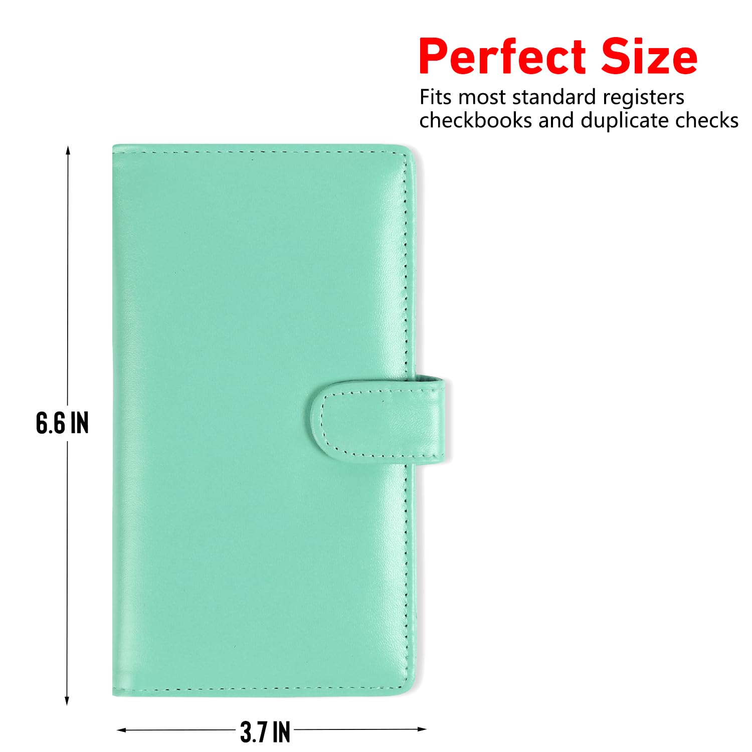 Sanlykate RFID Blocking PU Leather Checkbook Cover with Pen Slot & Button Closure - Standard Size for Duplicate, Top & Side Tear Checks - Perfect for Business, Office & Personal Finance Organization