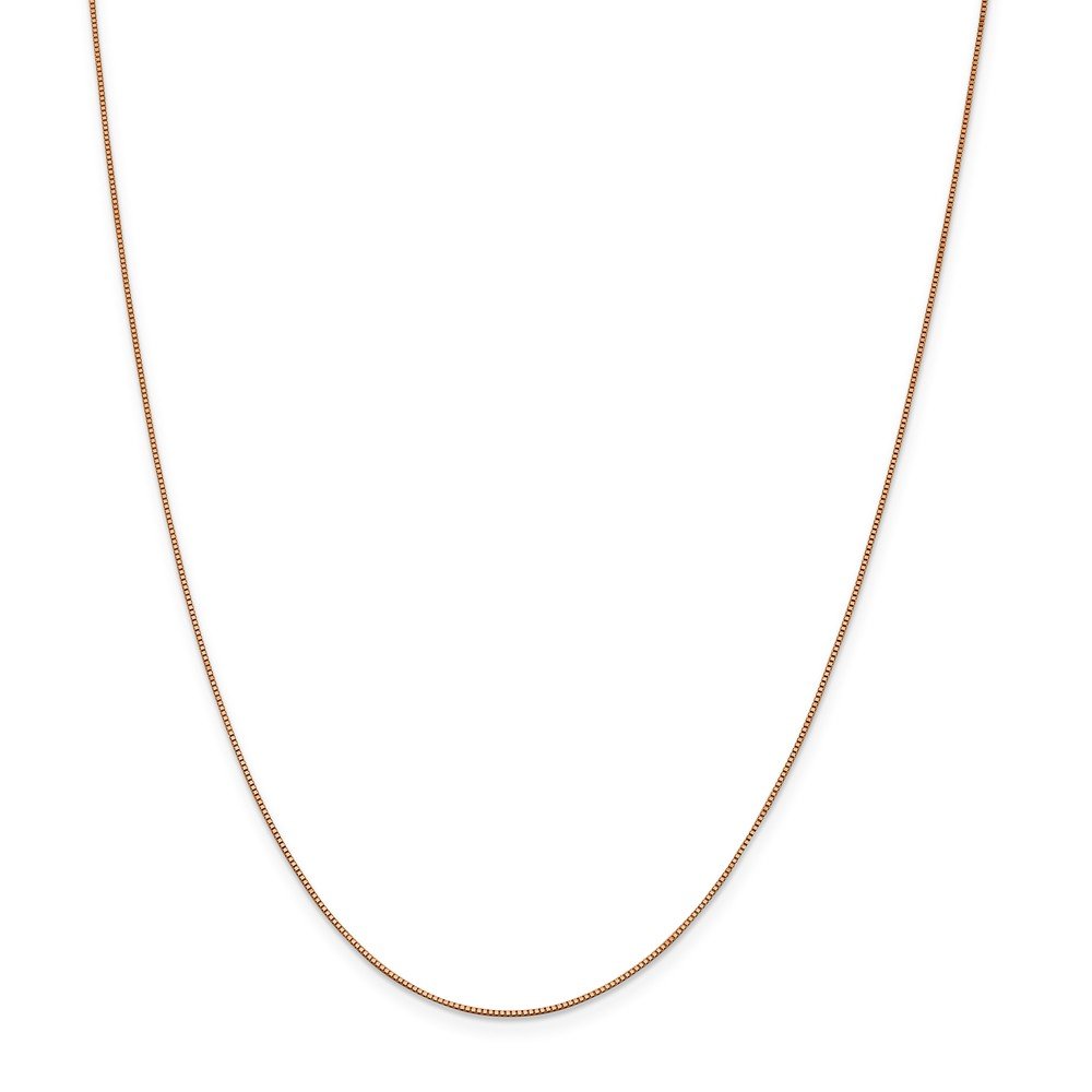 14K Rose Gold Box Link Chain Necklace - 0.7mm Thin & 18 Inch Long - Dainty Delicate Jewelry for Women - Perfect for Layering, Gift Giving & Everyday Wear