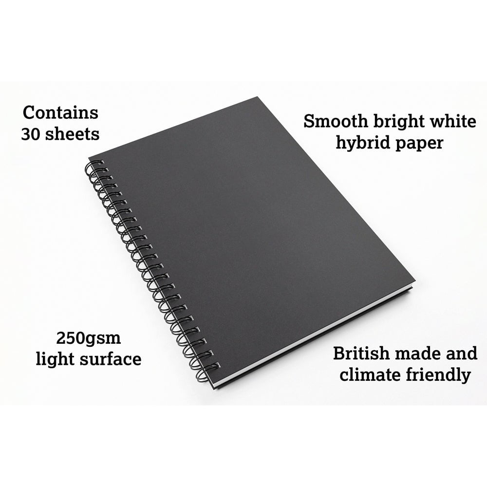 Artgecko Freestyle Sketchbook A4 - 60 Pages (30 Sheets) 250gsm White Hybrid Paper for Artists, Drawing & Sketching - Perfect for Sketching, Doodling, Watercolor & Mixed Media Art